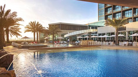 Pool view at Yas Plaza Marina