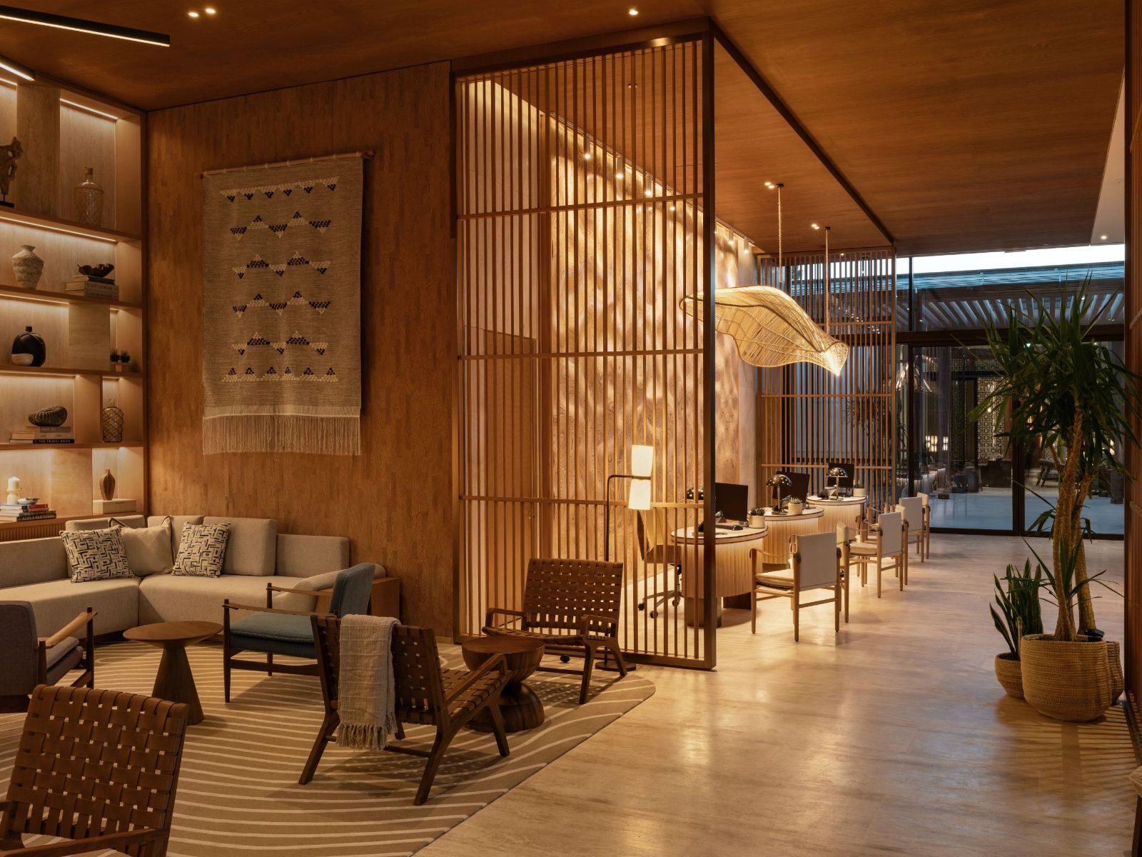 Elegant lounge with warm modern interiors