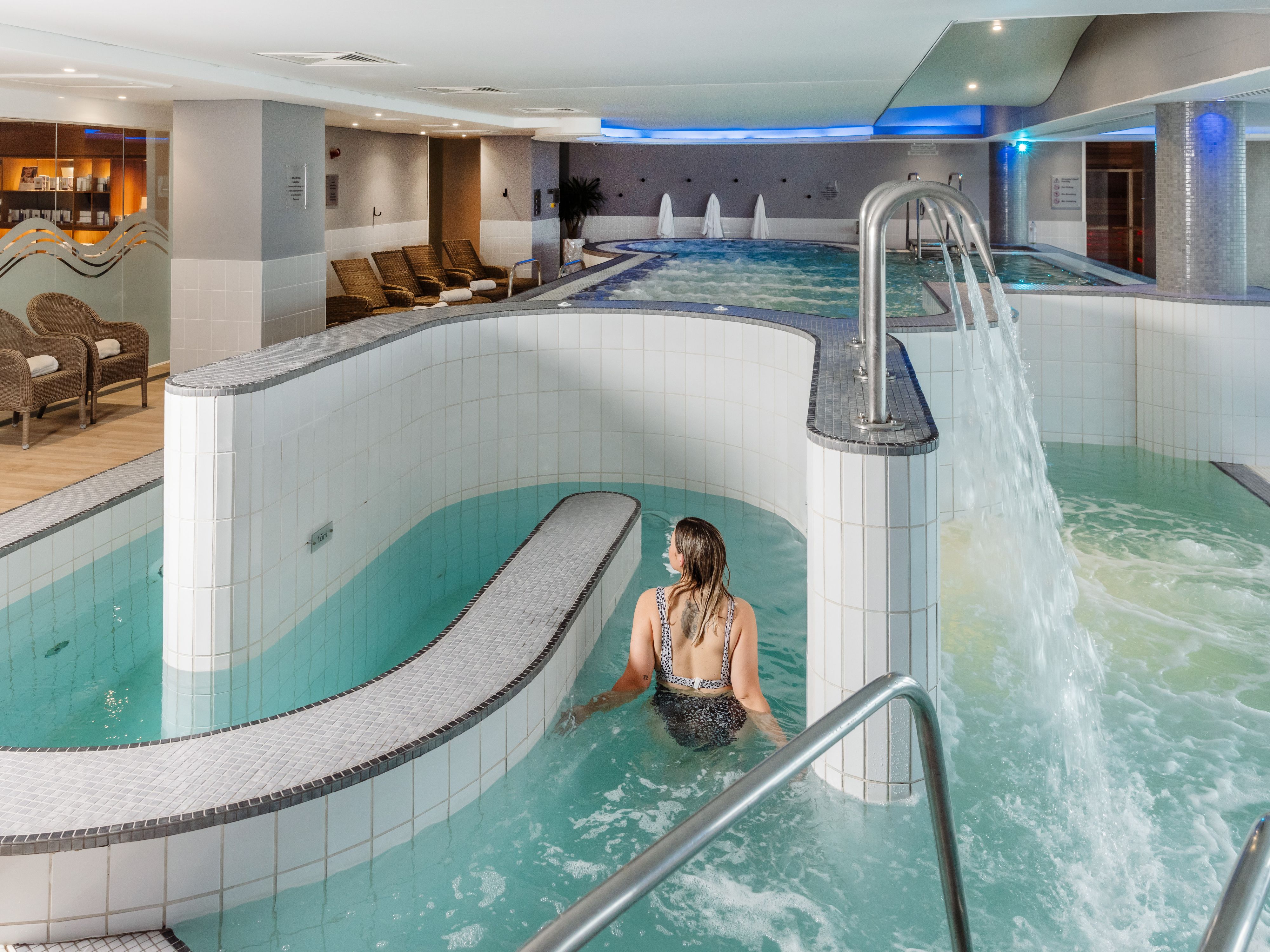 Woman in spa pool
