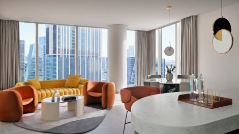  Living room with city view at Kimpton KAFD Riyadh