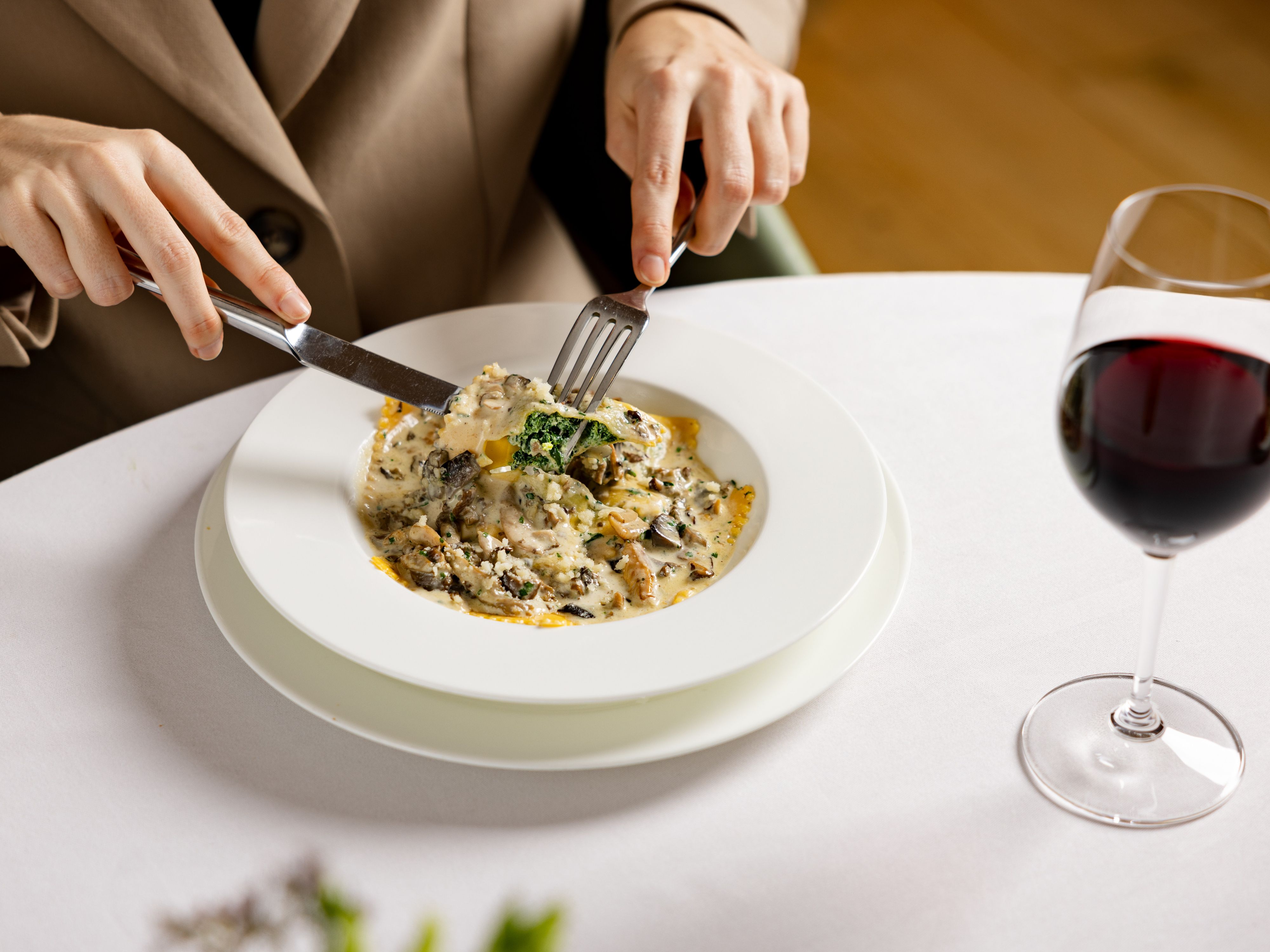 Theo Randall dish with red wine