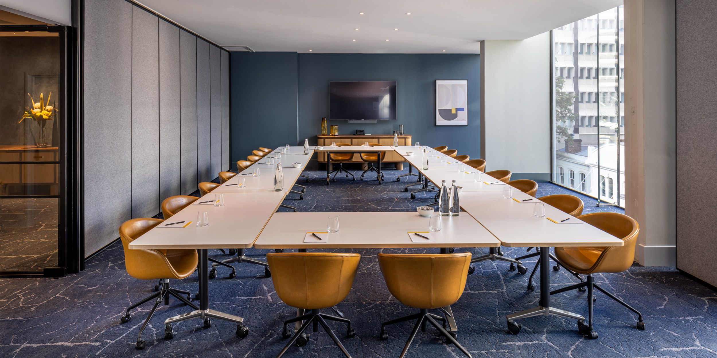 Meeting room with city view