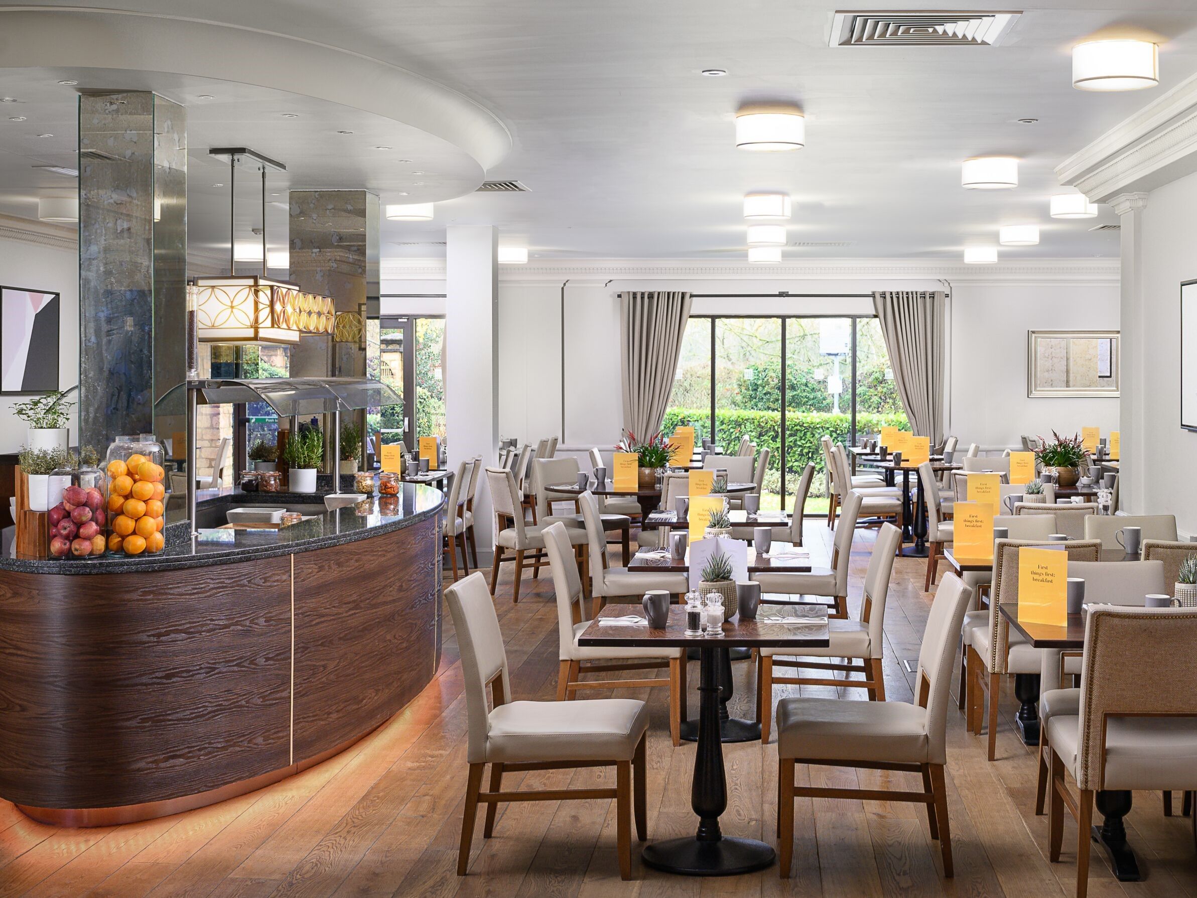 restaurant with tables