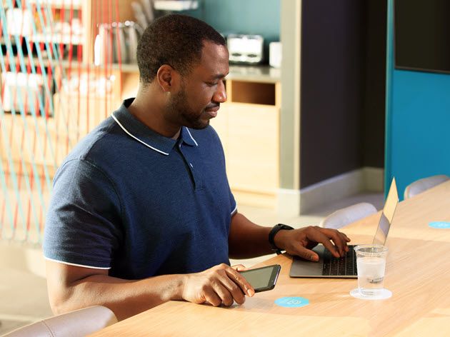 Working from an avid hotel lobby
