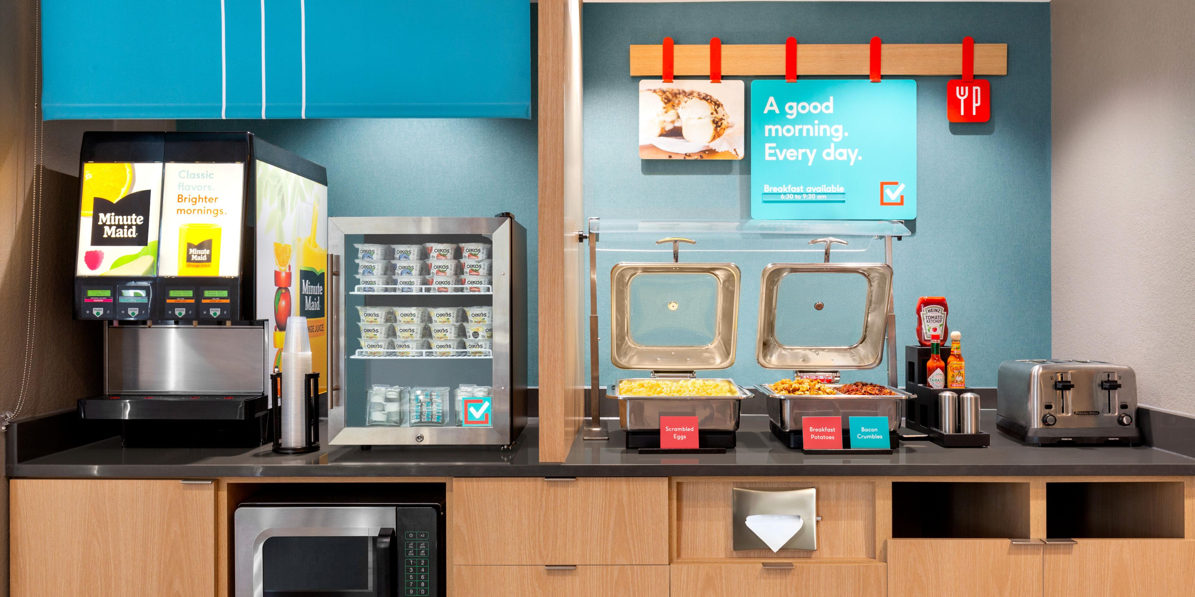 After a good night’s sleep, try our new fresh hot breakfast menu with fluffy scramble eggs, potatoes with either crispy bacon or sausage, as well as healthy and tasty options for everyone. A free hot breakfast that is Just Right.