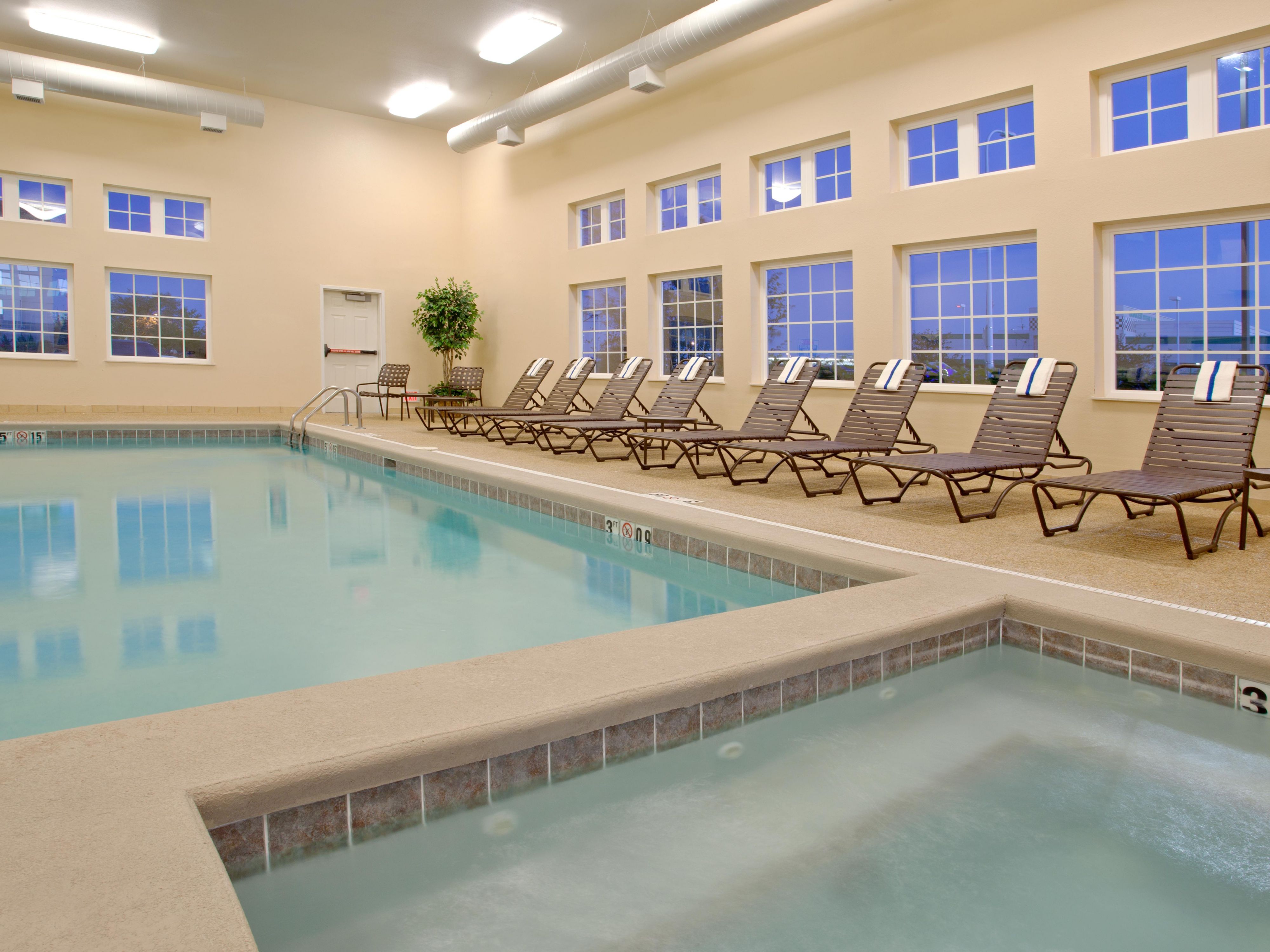 Indoor heated pool and whirlpool