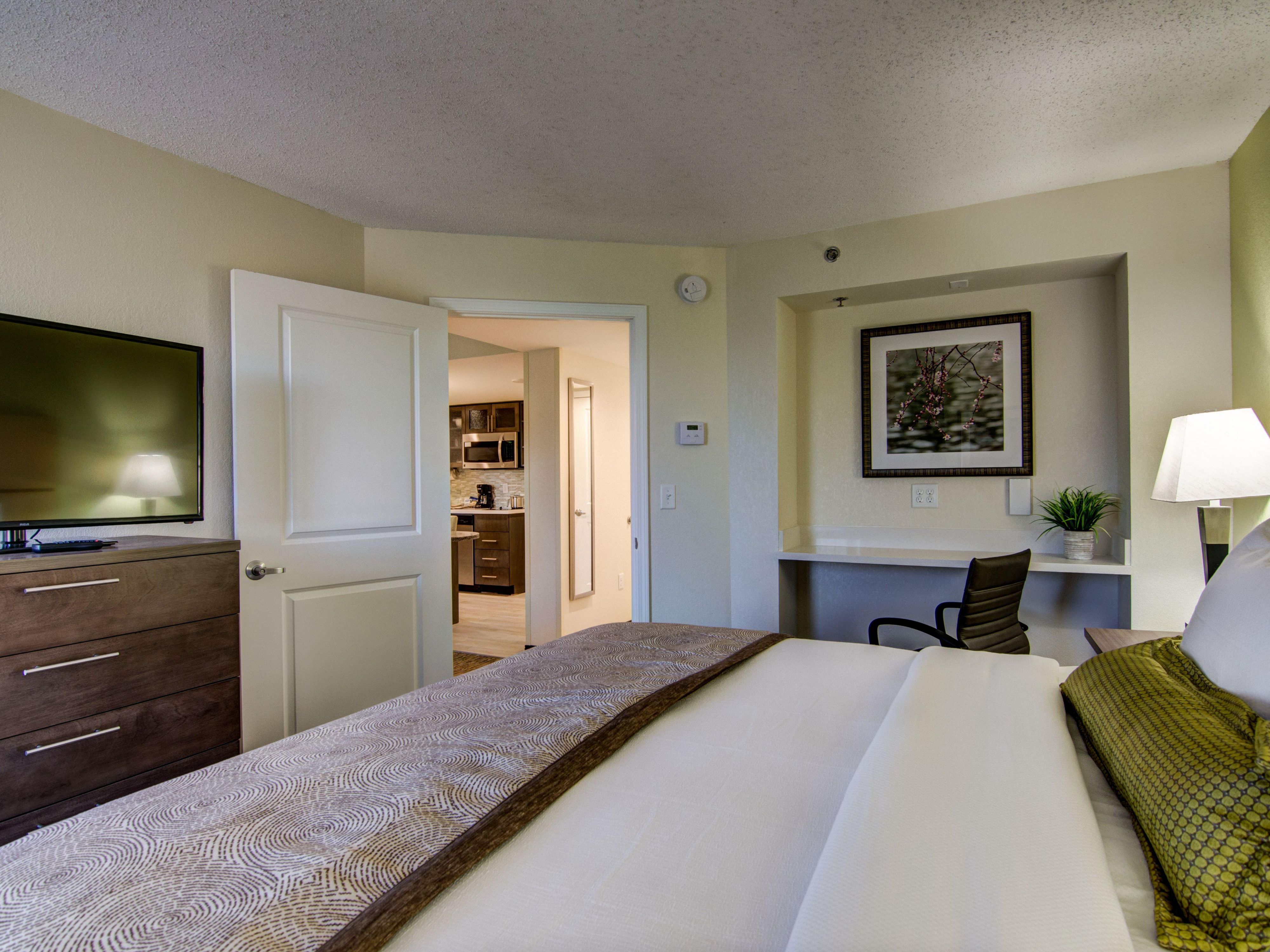 View of the Kitchen from the Bedroom of the King Suite