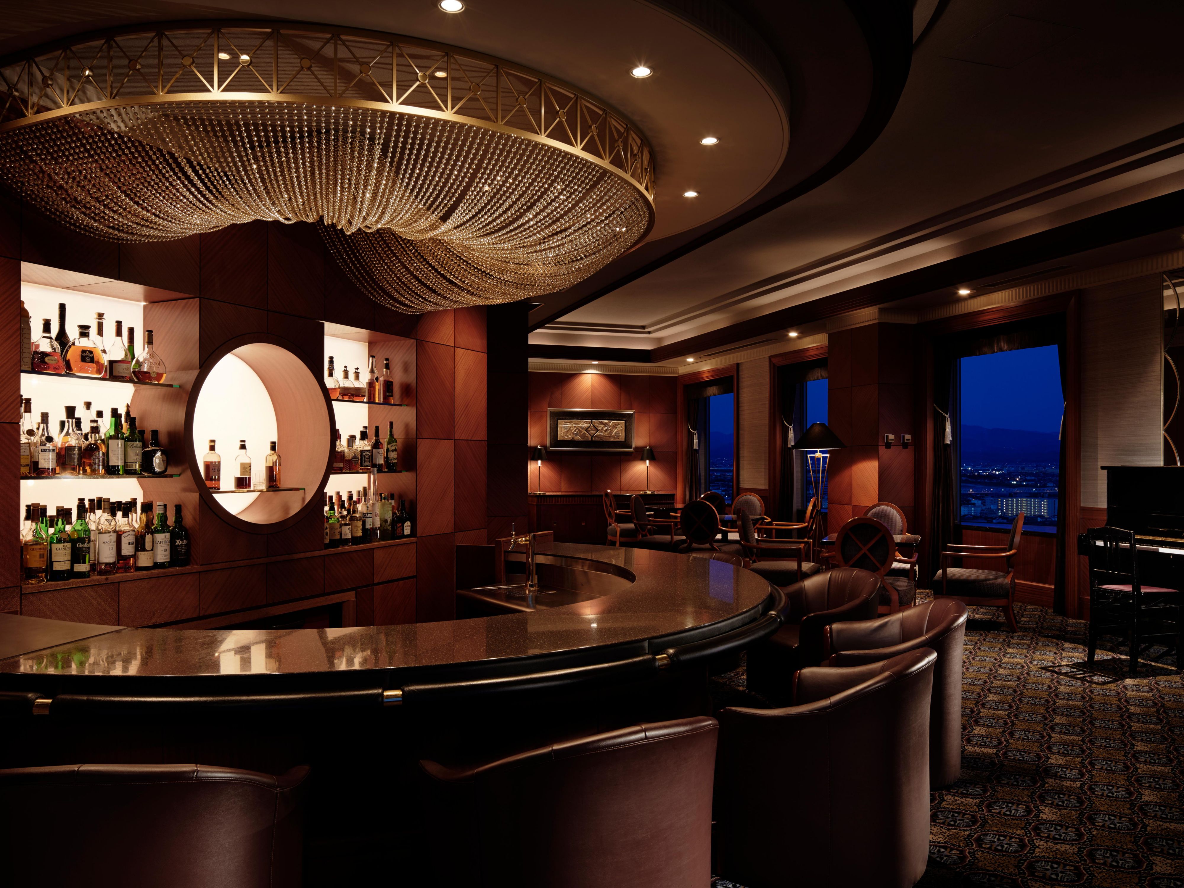 Sky bar Astral offers a beautiful nightscape of the entire Toyama city from the top floor of the building, level 19.