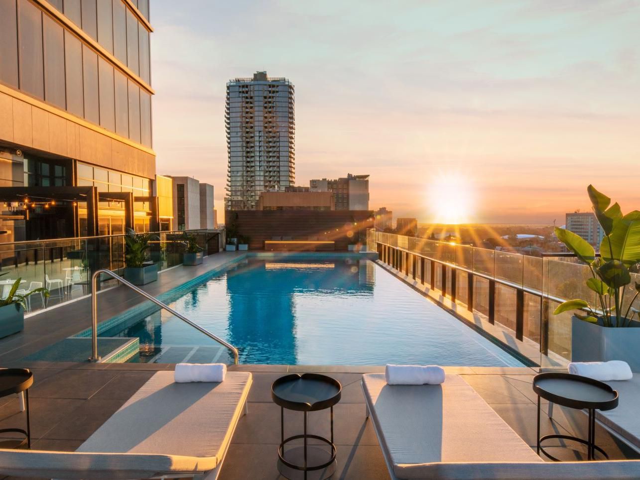 Take a swim in our outdoor pool on level 10 with stunning views 