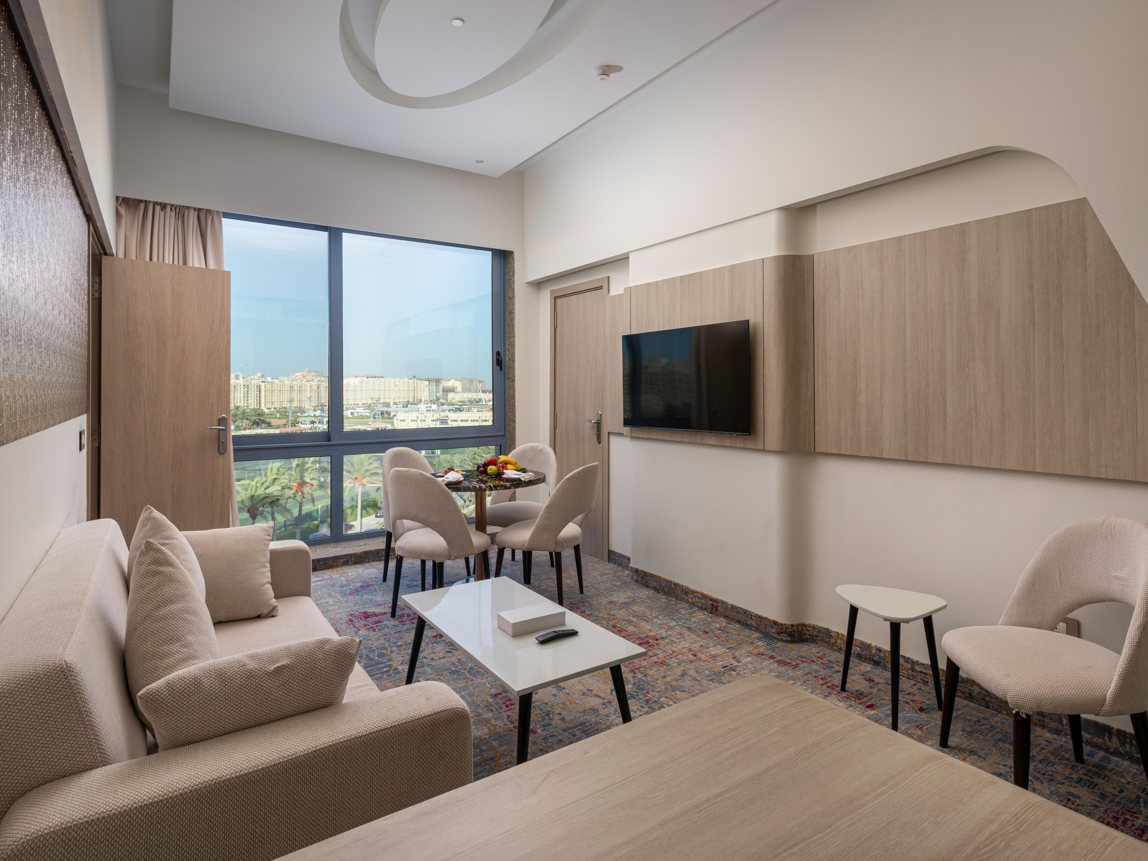 Perfect for families, our spacious suites feature up to three connecting bedrooms with a private dining and living area. Enjoy space, privacy, and modern comforts like a minibar, tea and coffee amenities, and more, all in a soft, contemporary setting designed for stylish stays in the centre of Alexandria.