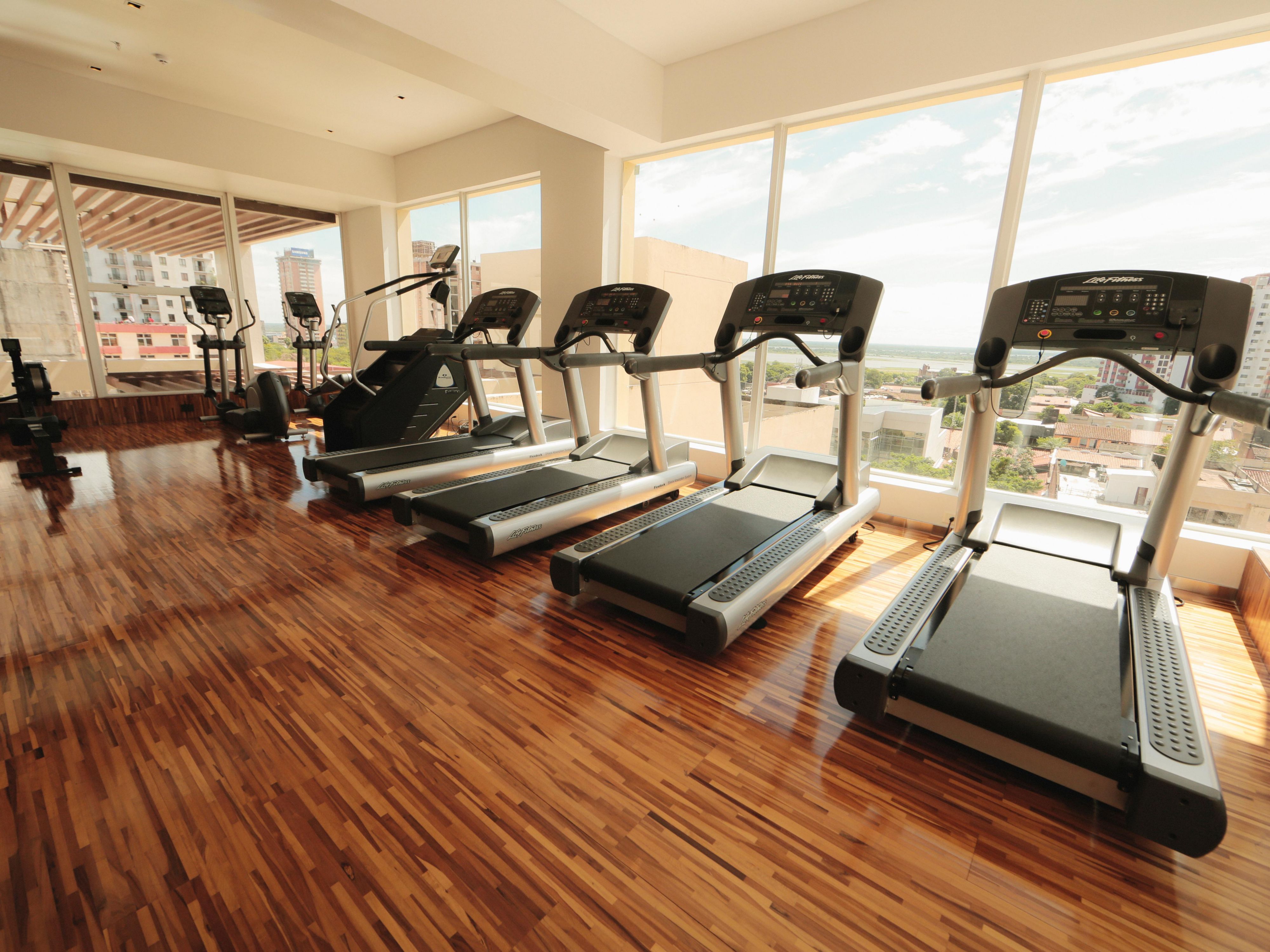 Our gym features a variety of exercise machines for your stay, along with a breathtaking view of Asuncion Bay.