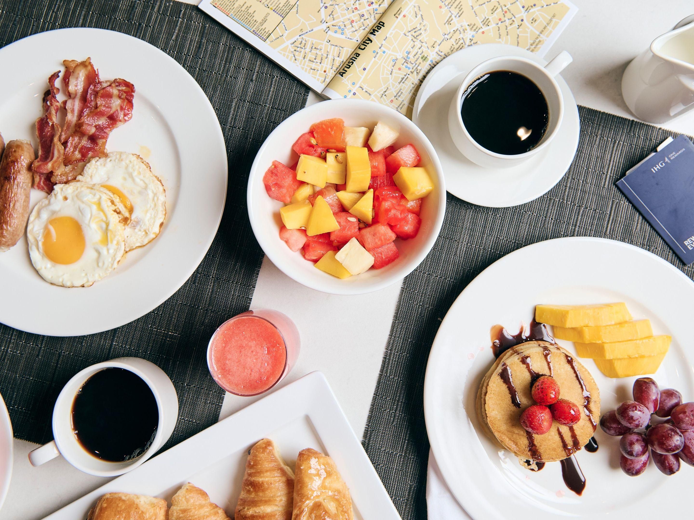 Start your day with a nourishing breakfast.  A rich buffet of international and local breakfast dishes.  A display of fresh juices and delicious pastries.  