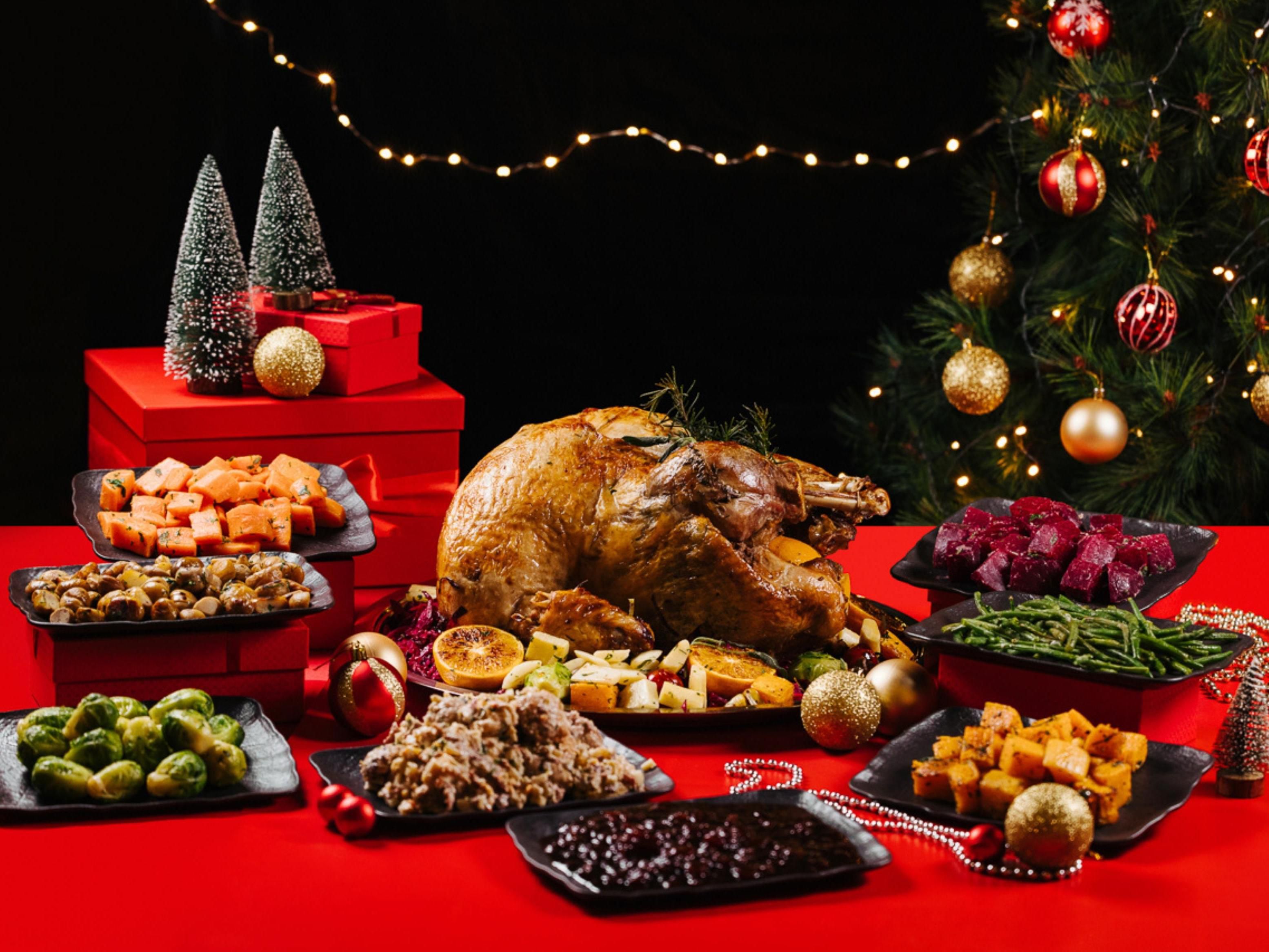Enjoy a traditional roast turkey with all the trimmings. Includes classic sides like herb-roasted potatoes, Brussels sprouts, red cabbage, chipolatas, and cranberry sauce. Available until 26th December. 48-hour pre-order required. 
T&C's apply.
