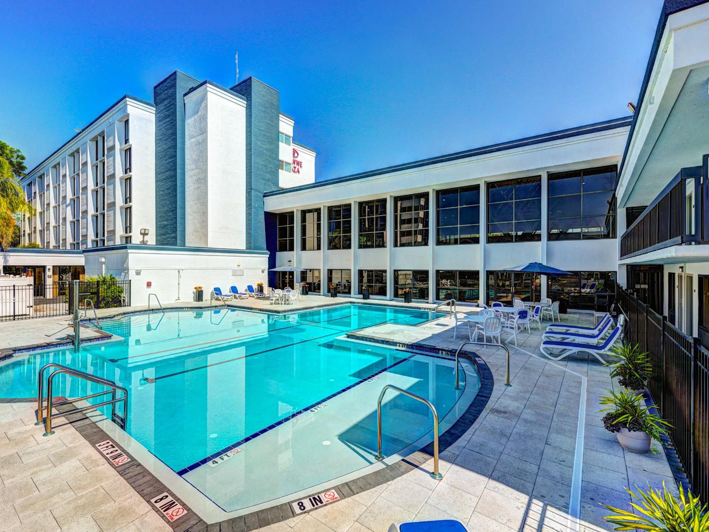 Unwind in our outdoor pool, perfect for relaxing after a busy day. Whether cooling off with family or enjoying a quiet moment poolside, our pool provides the ultimate recharge, paired with crafted drinks from our lobby bar.