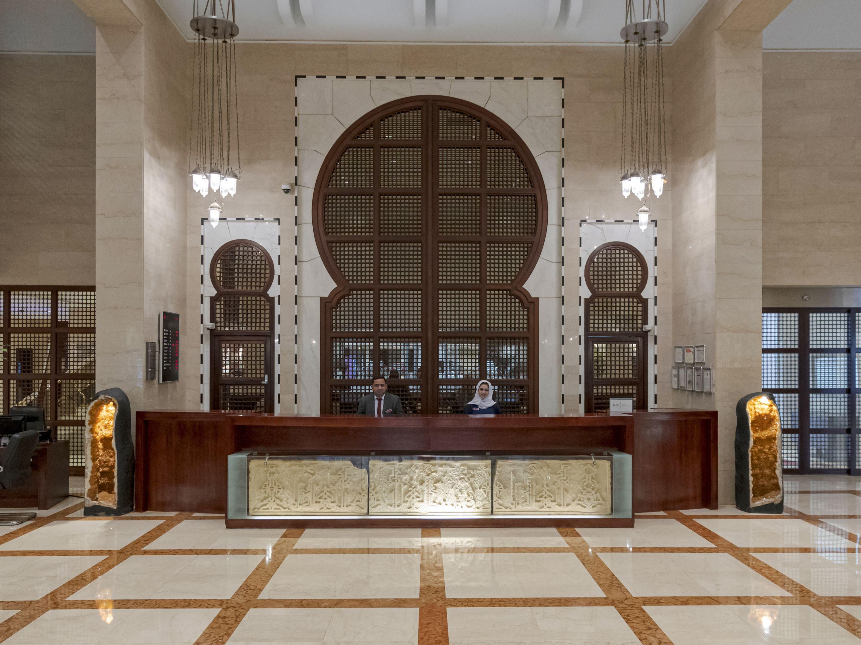 Find your pause at Mashrabia Lobby Café at Crowne Plaza Jeddah, a space that blends quiet charm with thoughtful detail. Unwind with a freshly brewed coffee, indulge in mouthwatering pastries, or host a meeting - the café offers a serene escape. With impeccable service and a warm, ambient setting, every visit becomes a moment to savour.