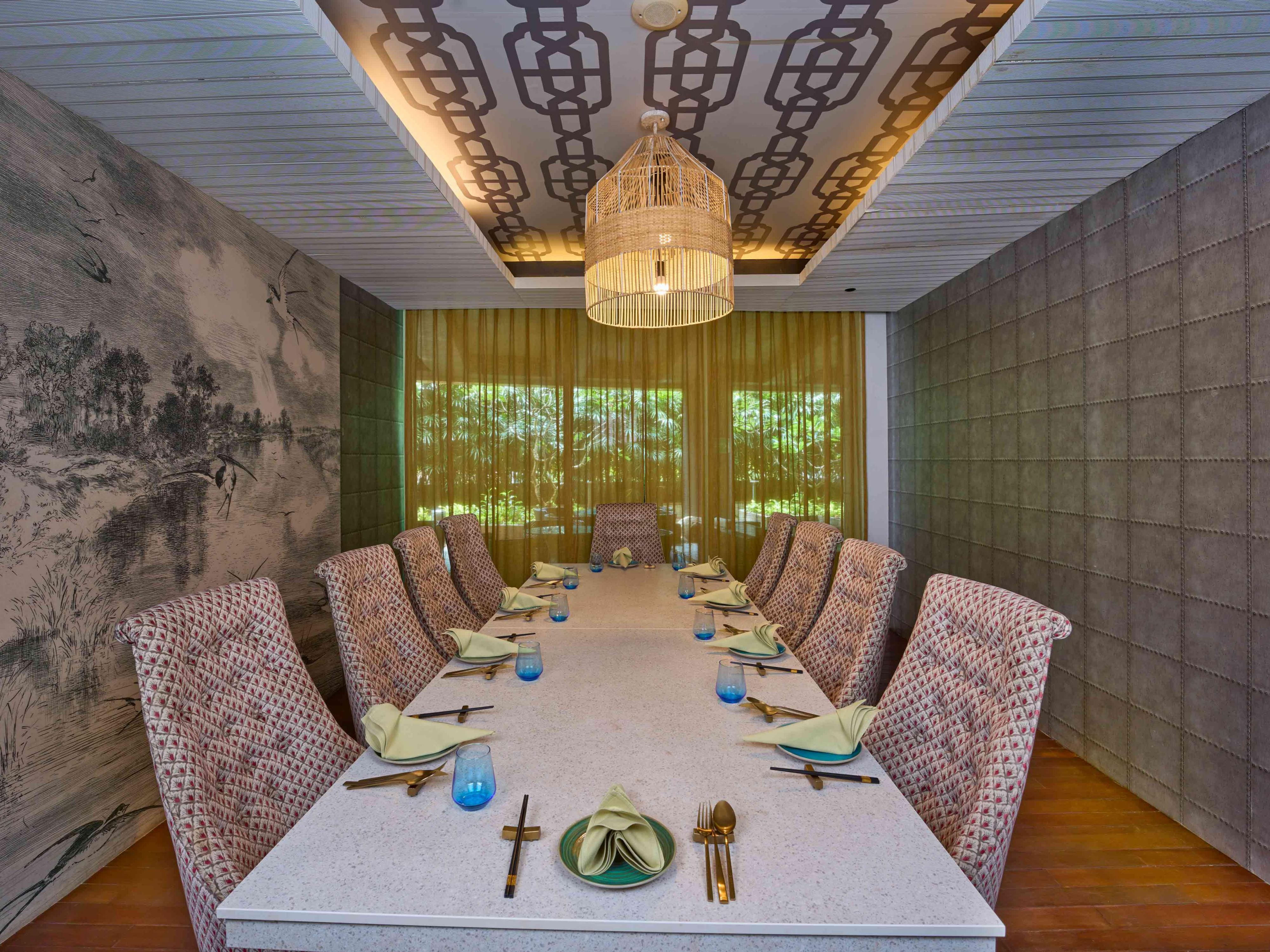 For a truly special & private event, reserve our private dining rooms. Located on the rooftop and ground floor, its warm decor and parquet flooring add to the mood of this striking private area. It can seat up to 10 guests on one long table. Our chefs have carefully curated a fusion tapas menu for your sampling and drinks paired with each dish.