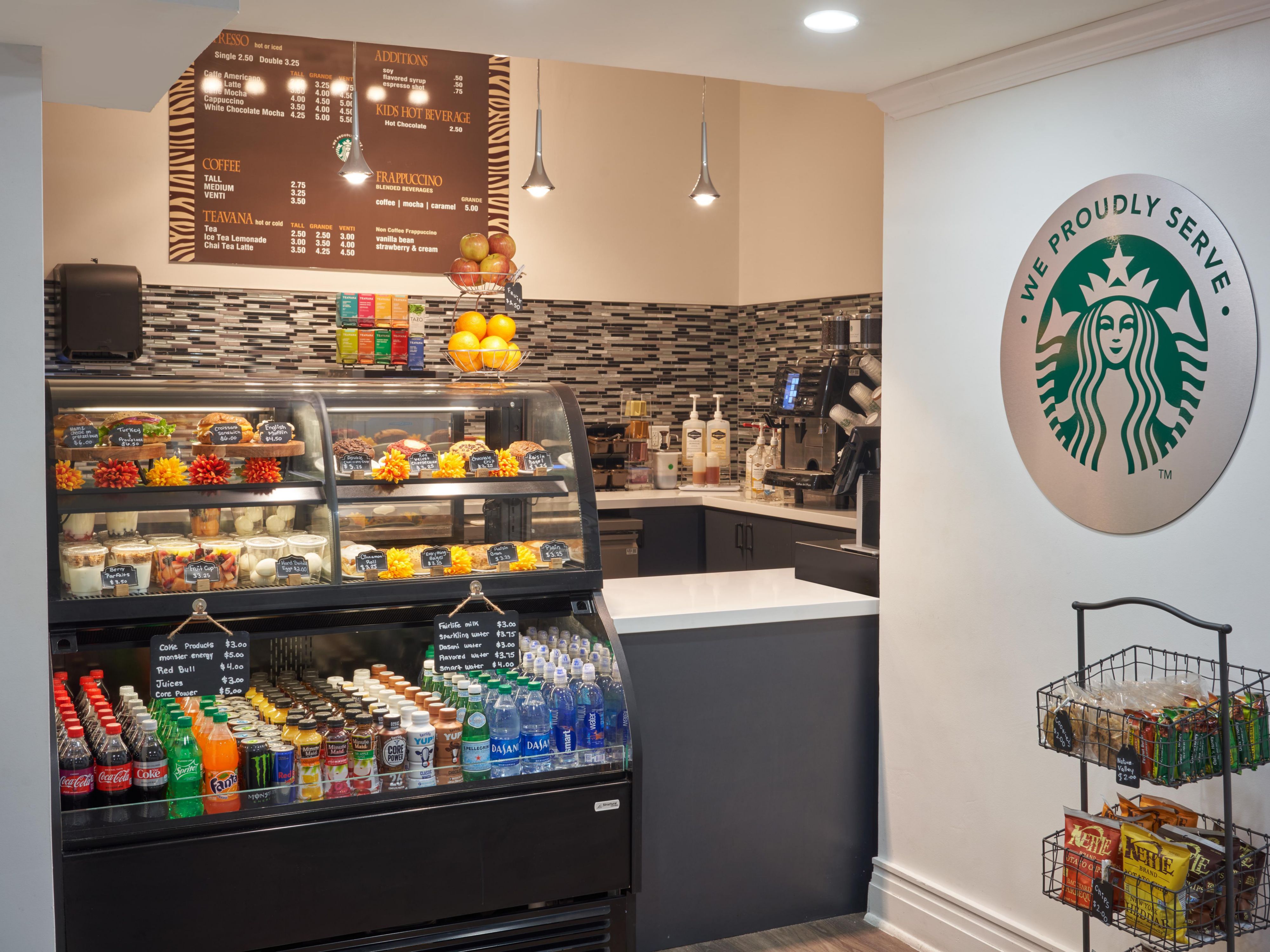 To start the morning, our expanded Starbucks has you covered. 