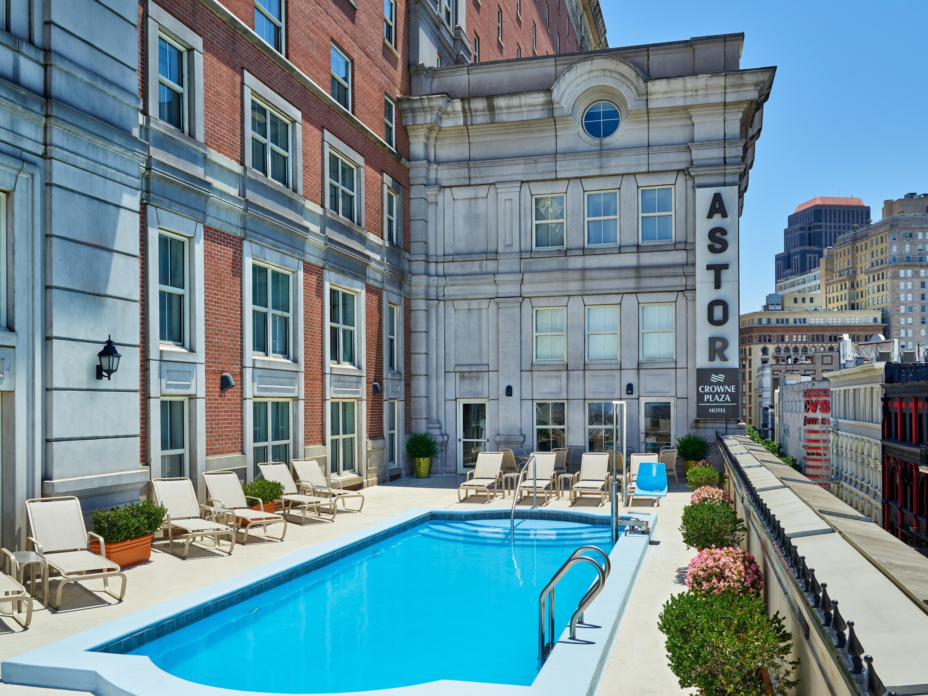 Recharge between meetings, sightseeing, or a stroll through the French Market at our serene outdoor pool. Framed by historic buildings and the hum of the Quarter, it’s a quiet place to unwind without leaving the rhythm of New Orleans behind. Sun-soaked or shaded, it's your retreat in the city.
