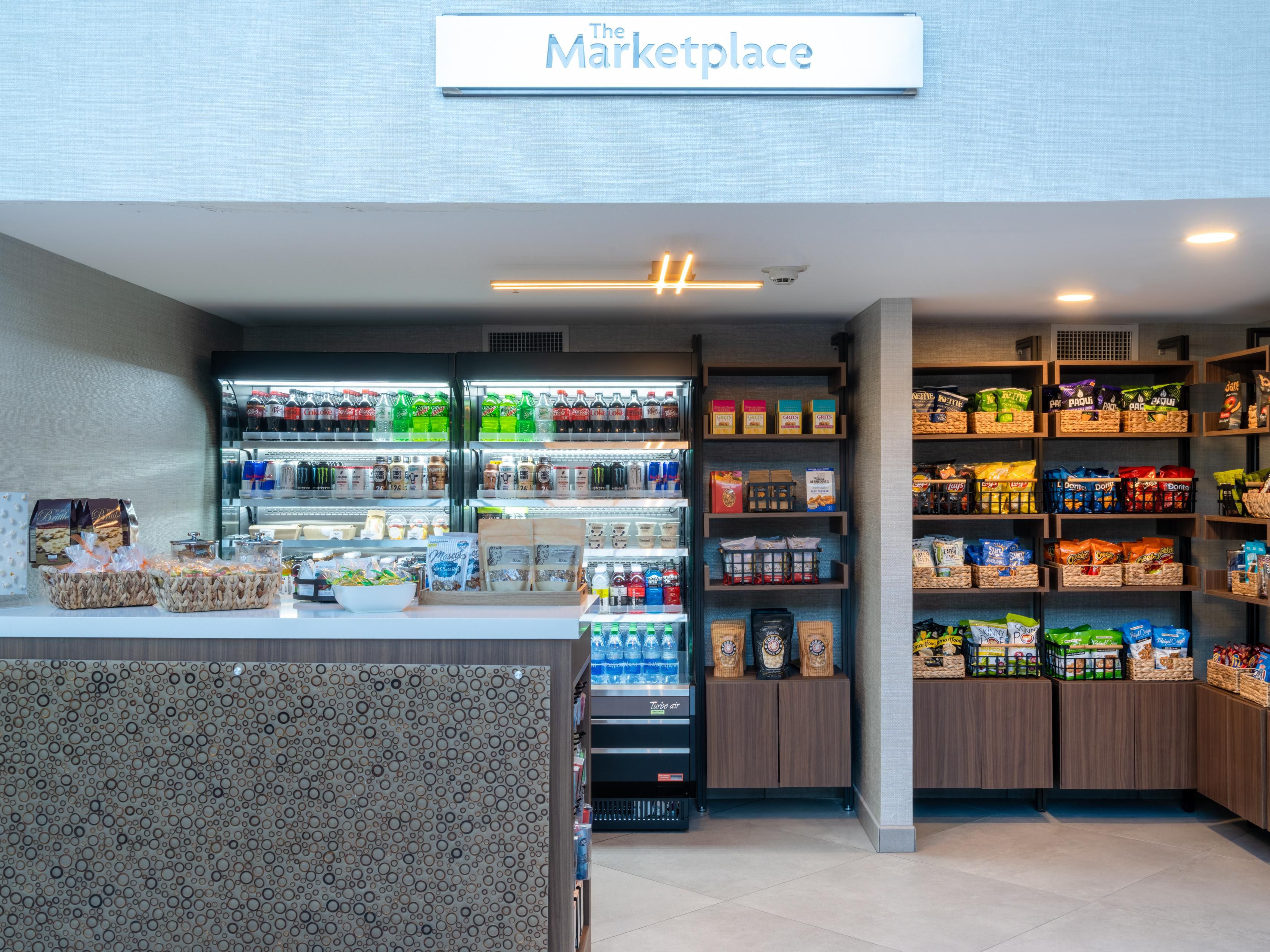 Visit our lobby Marketplace for something salty or sweet!