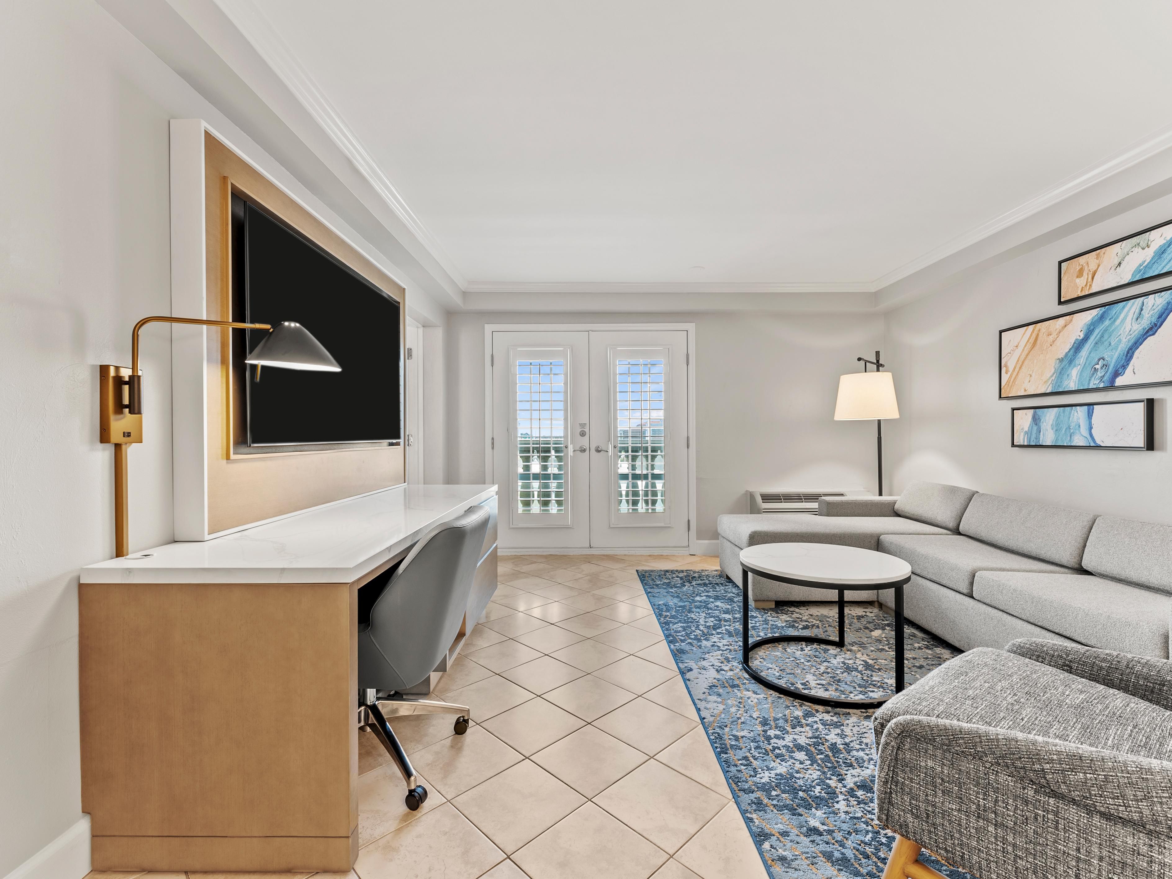 Feel at home in our newly renovated One Bedroom King Suites. Featuring a private bedroom, a queen sleeper sofa, fully equipped kitchen, and a spacious bathroom with a soaking tub and walk-in shower, our extended-stay suites provide ultimate comfort and flexibility.