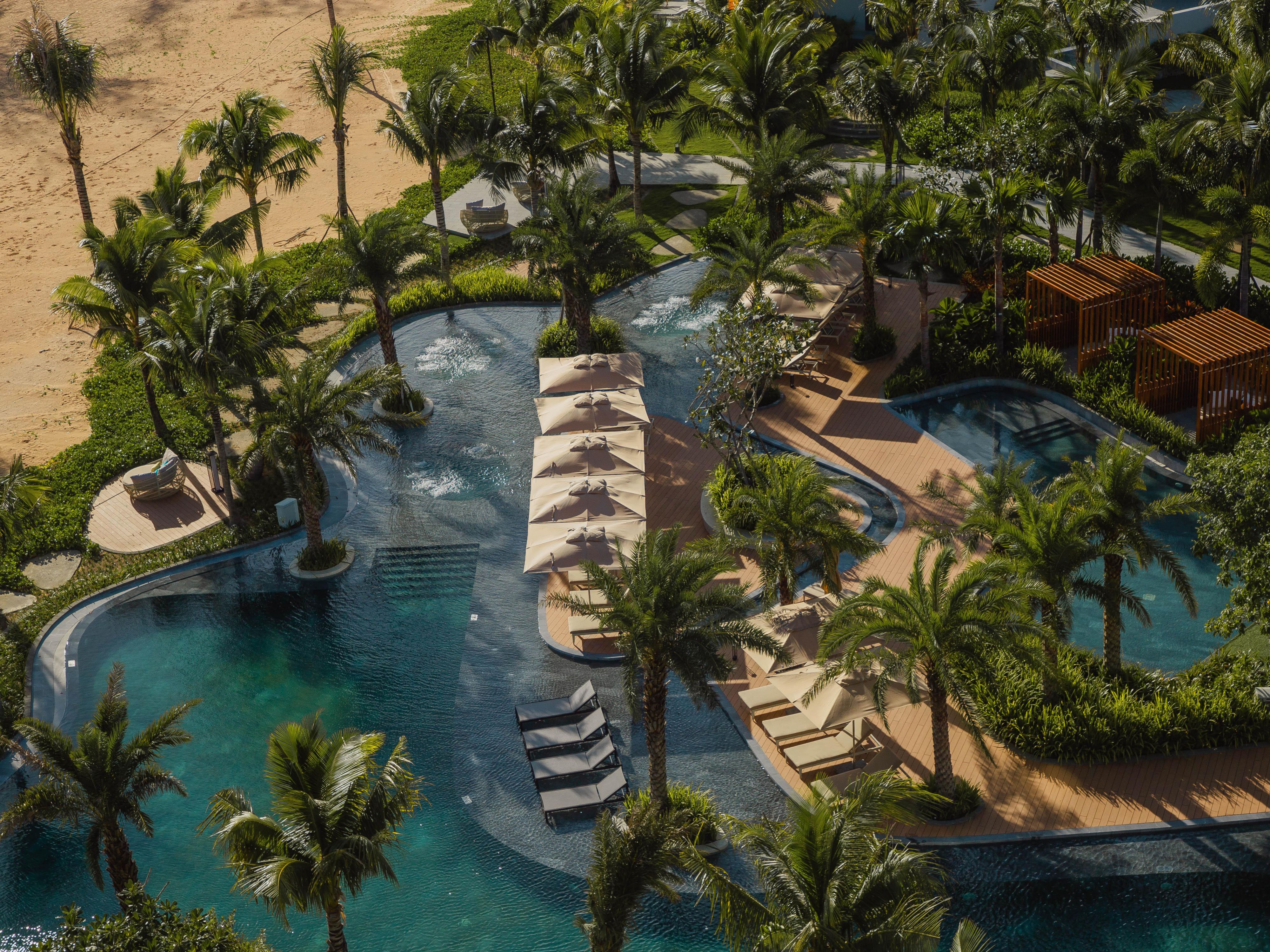 Experience comfort and convenience on the stunning island of Phu Quoc with thoughtful amenities. Start your day with a complimentary breakfast buffet. Enjoy stress-free travel with our scheduled airport shuttle. Explore family fun at the Kid’s Club and games room. Workout in our Fitness Centre, take a dip in our pools, or relax on our private beach