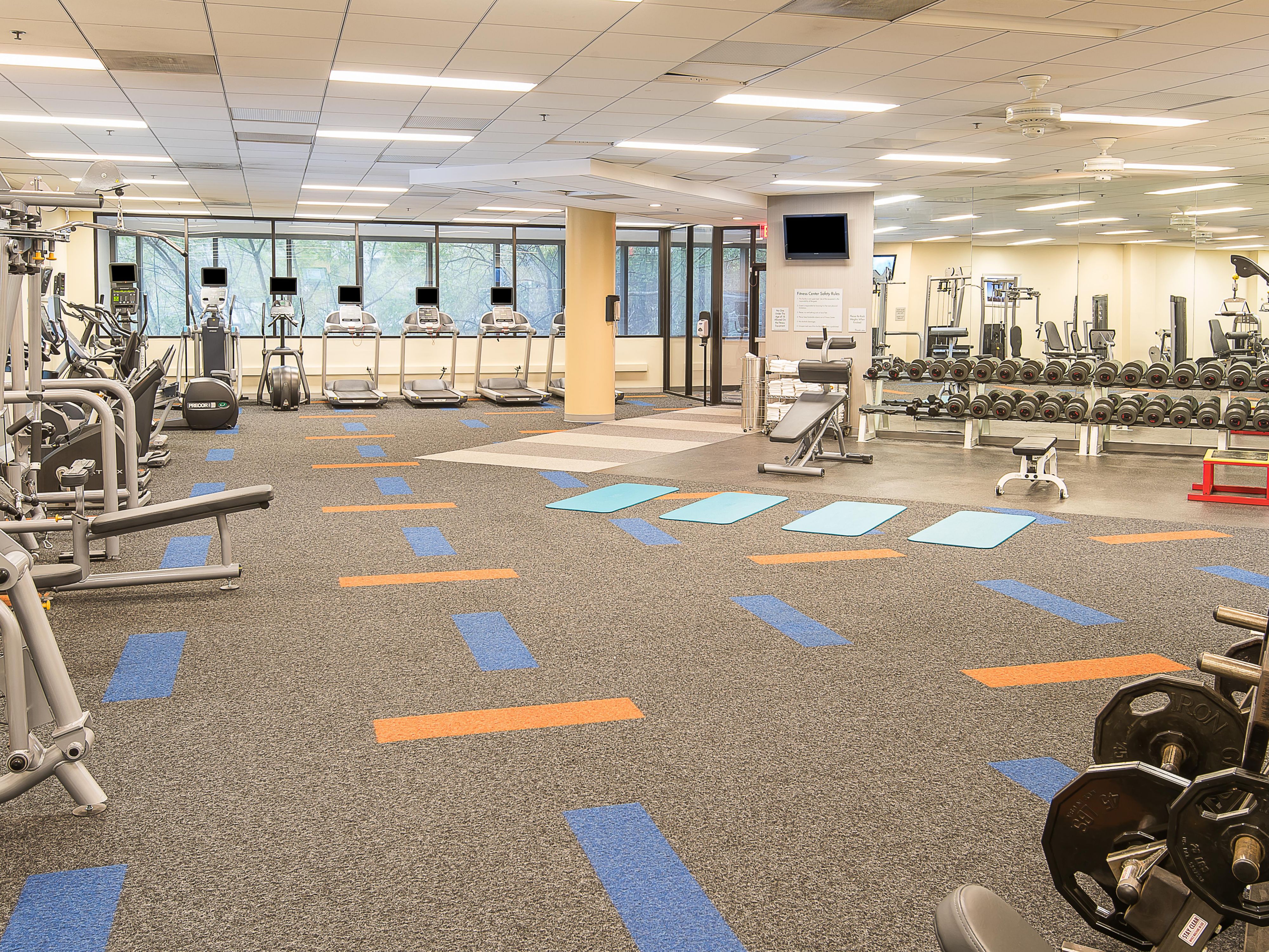 Stay active and energized in our expansive recreation center. Our facility includes a Fitness Center with cardio equipment and free weights. Dive into our Olympic-sized indoor heated pool, or enjoy a game of squash, racquetball, or basketball on our private courts. We provide the perfect environment for recreational fun and rejuvenation. 