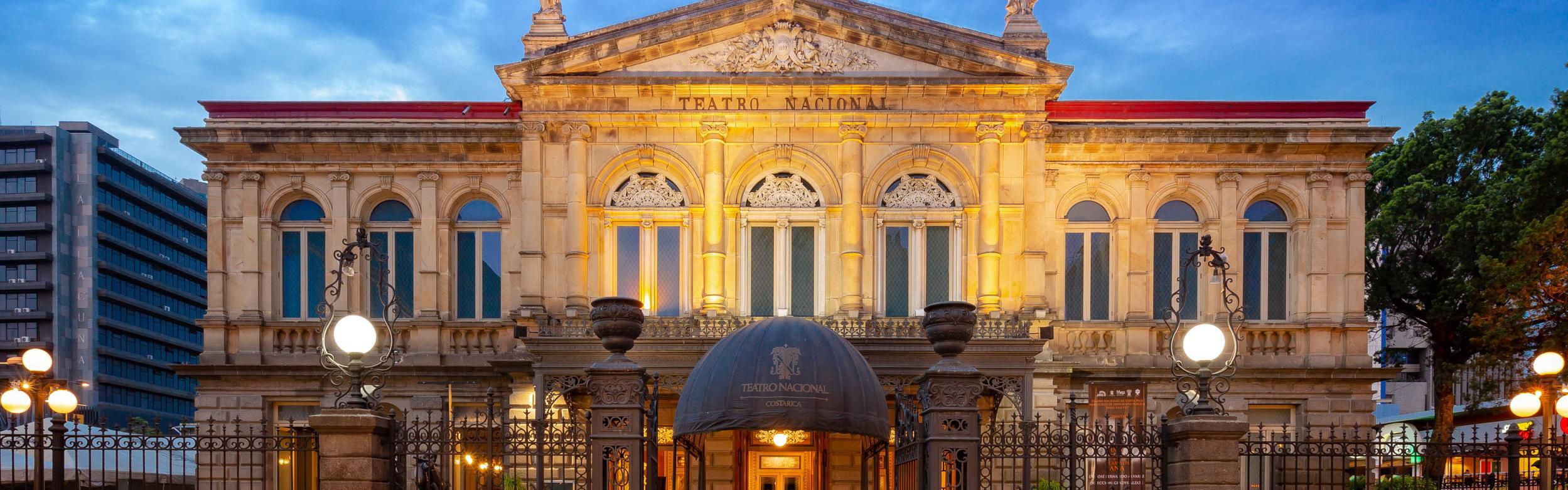 Majestic National Theater of Costa Rica at Dusk