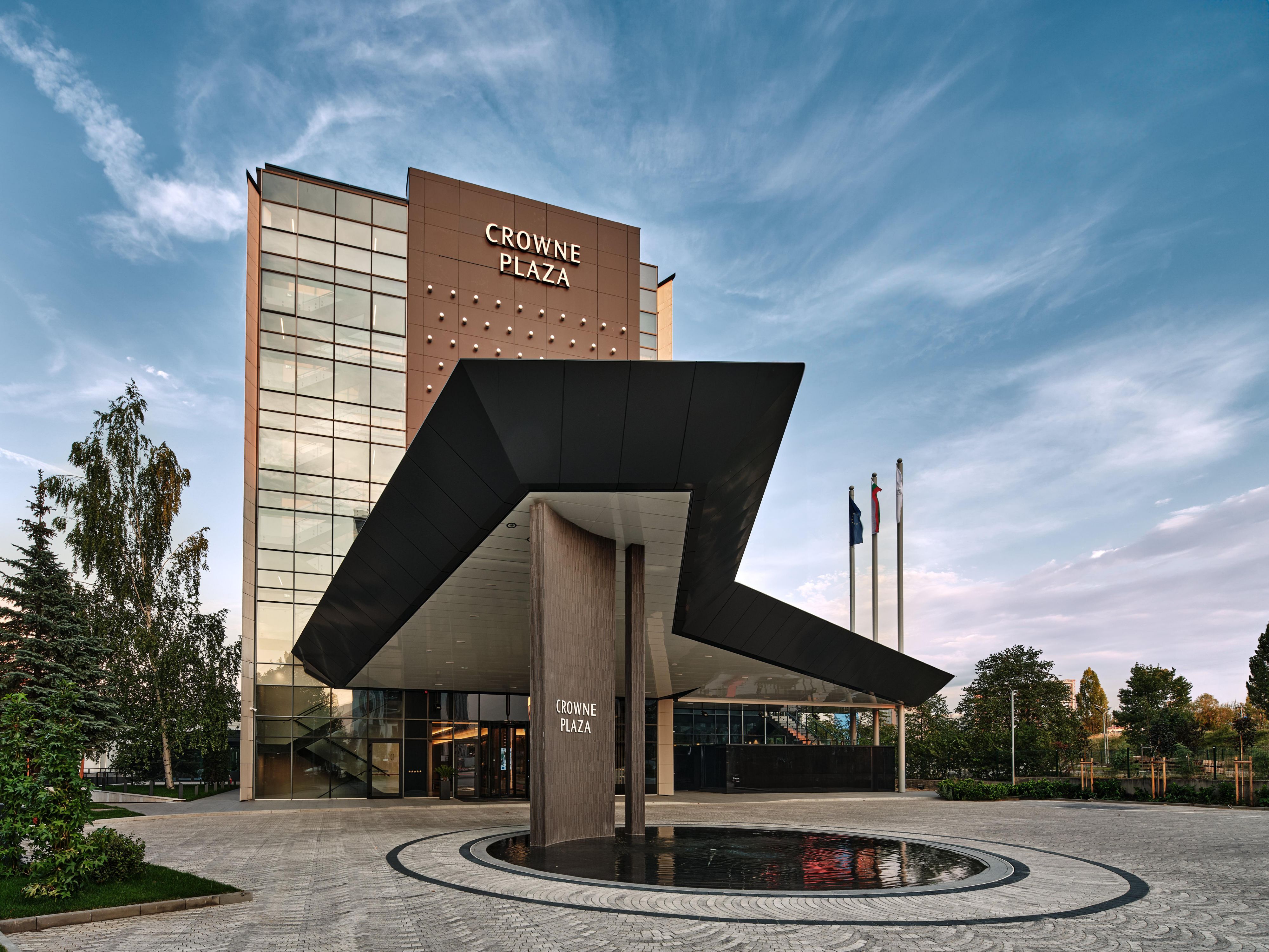 Modern elegance meets comfort at Crowne Plaza’s welcoming entrance