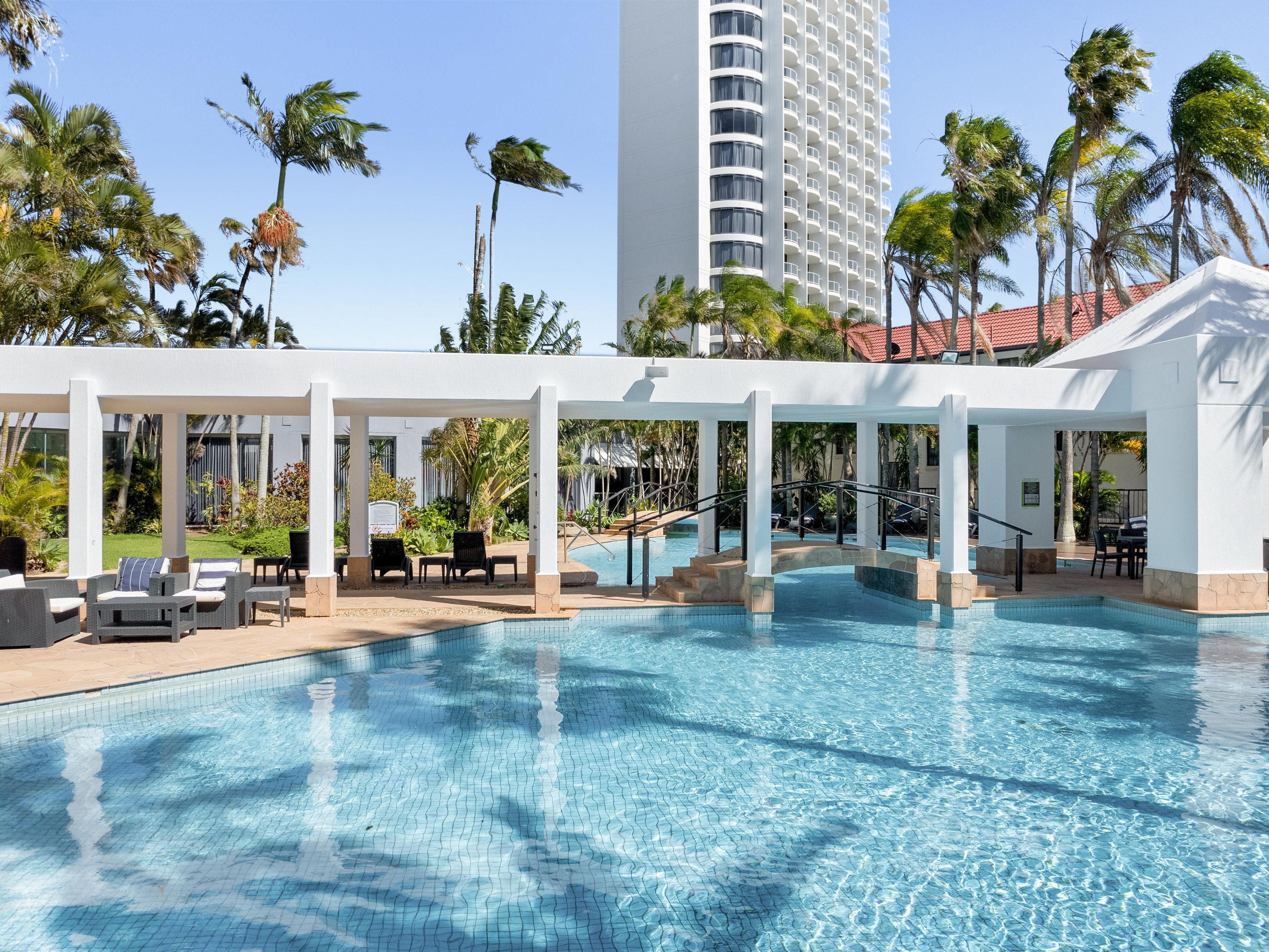 Take a dip in our lagoon style pool