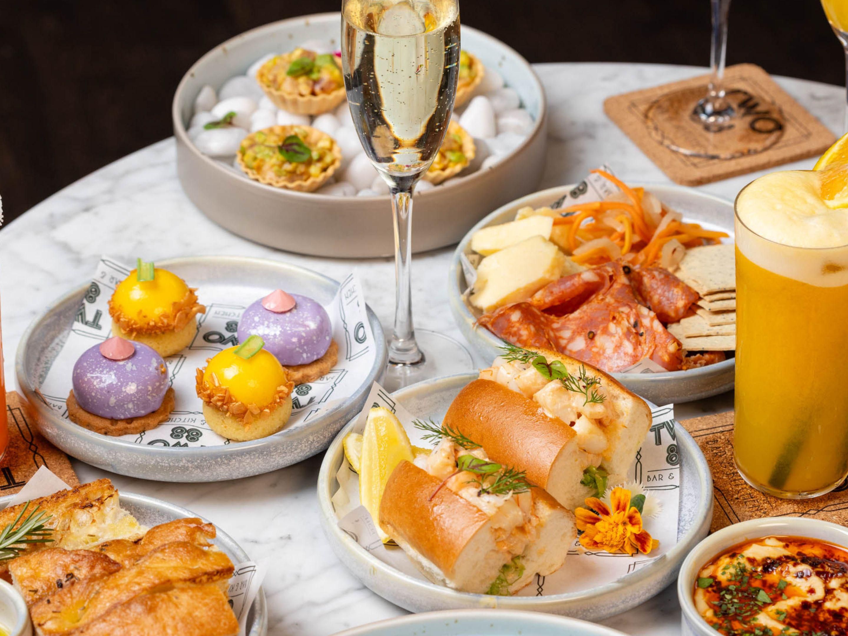 Enjoy shared plates with cold food and free-flowing sips in a 90-minute Saturday seating for a deliciously social experience, giving you 88 Reasons to Brunch at TWO 88! For an extra touch, add hot food selections and signature cocktails. 