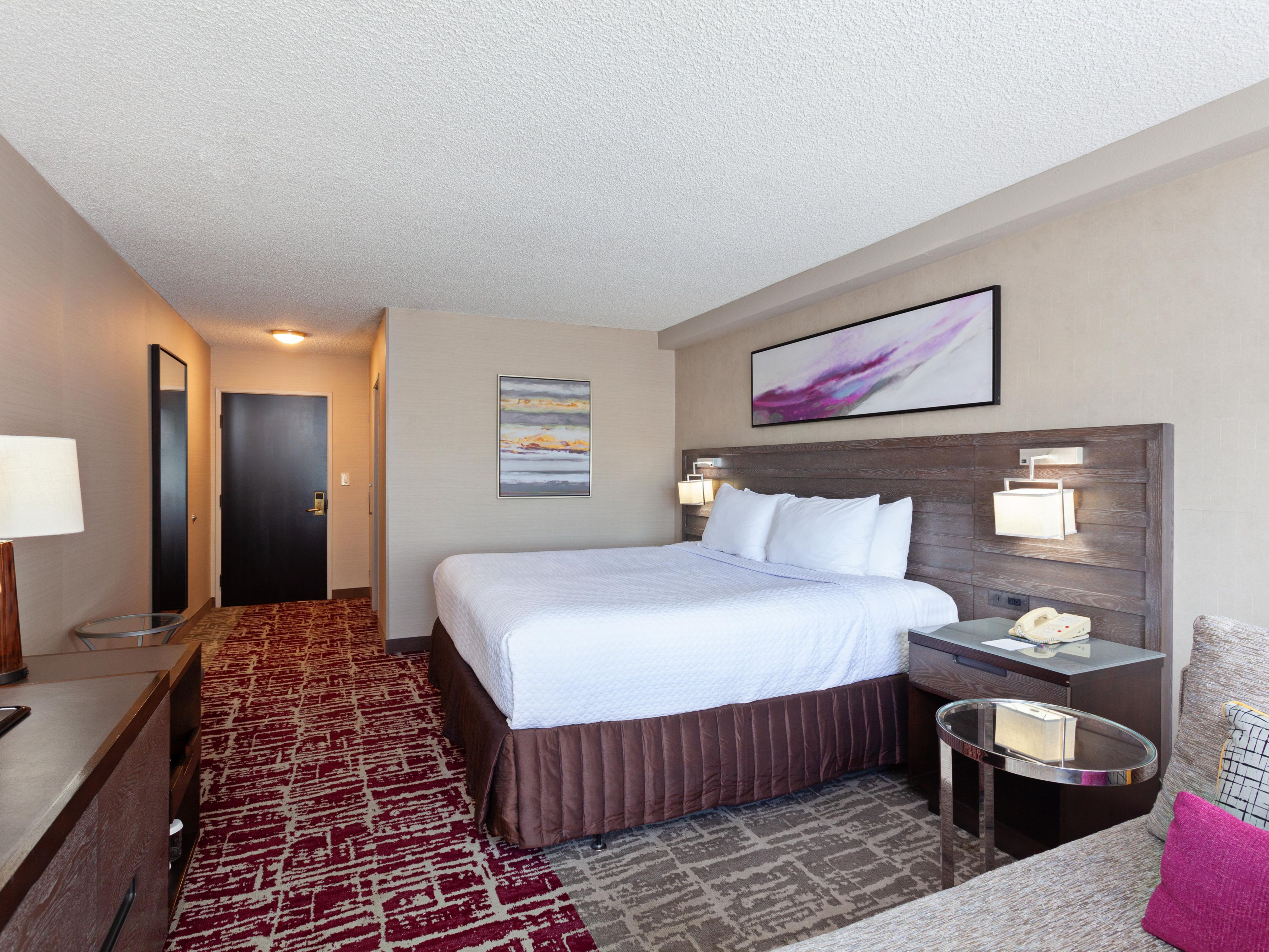 Just a few miles away from the Oakland International Airport and San Francisco International Airport, our Union City hotel is a tranquil retreat for travelers. Wake up feeling energized after a wonderful night's sleep on a plush bed outfitted with premium bedding. Each guest room also features high-speed Internet and Wi-Fi and a spacious bathroom.