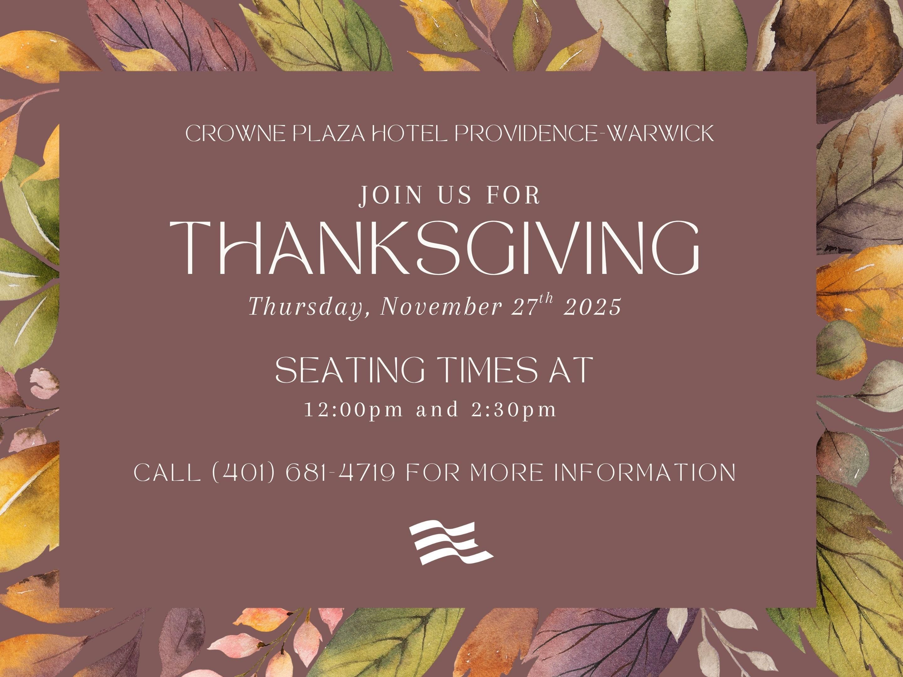 Gather, give thanks, and savor the season — Thanksgiving dinner at the Crowne Plaza Hotel, where cherished moments meet delicious traditions.