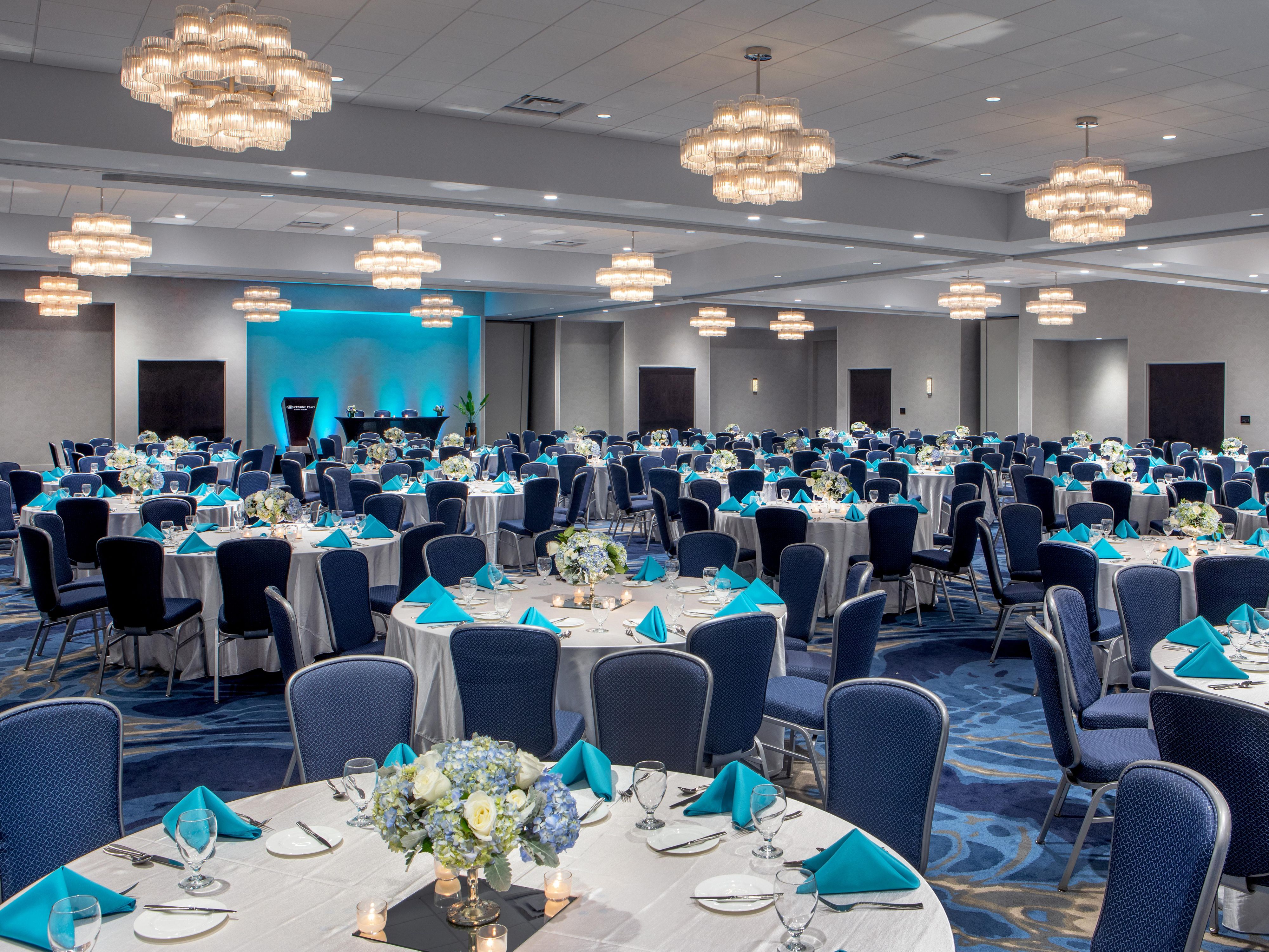 The Crowne Plaza is now home to a state-of-the-art, multi-purpose events space artfully designed to dazzle guests. Situated at the crossroads of two thriving interstates and just a short ride from Boston, this expansive, luminous venue is the ideal location for weddings, corporate functions, and events of all kinds.