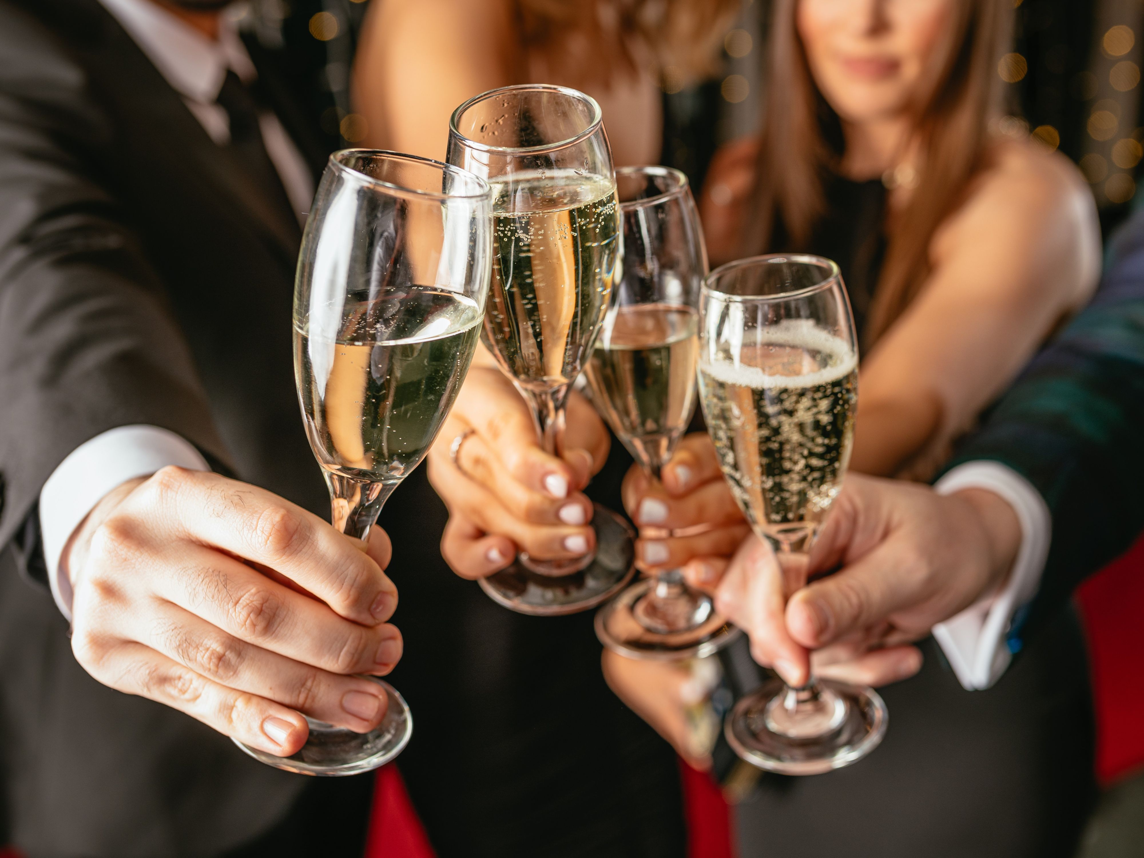 Guests toasting with champagne