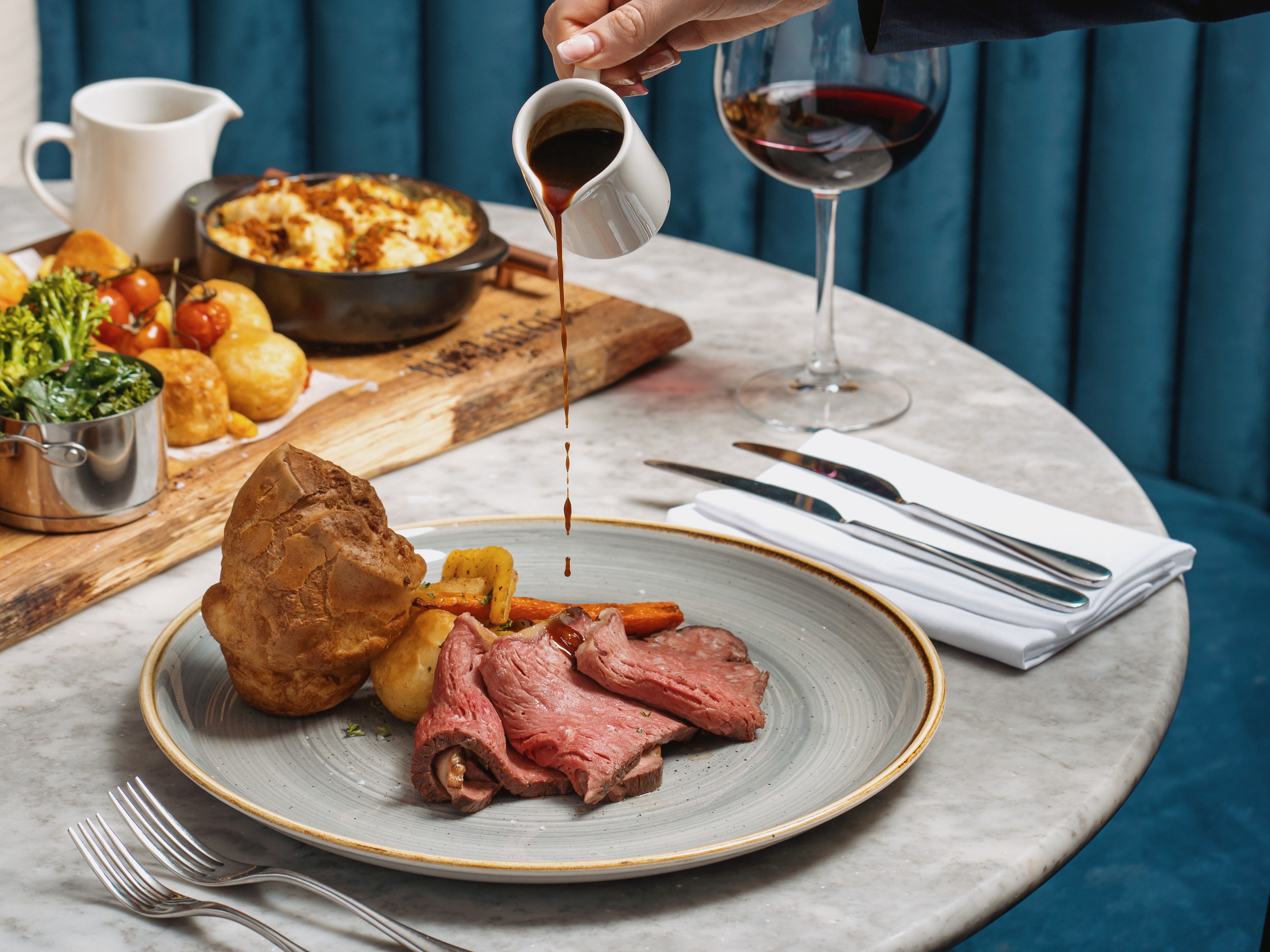 Guest enjoying a steak meal