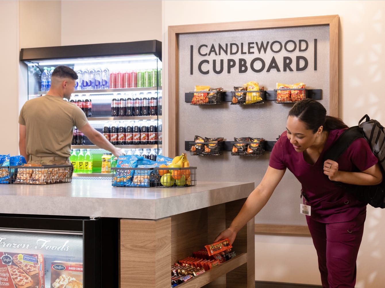 Man and woman shooping in market area 