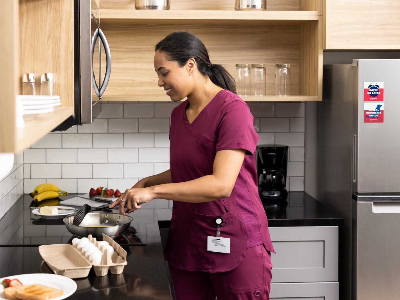 Woman cooking in kitchen