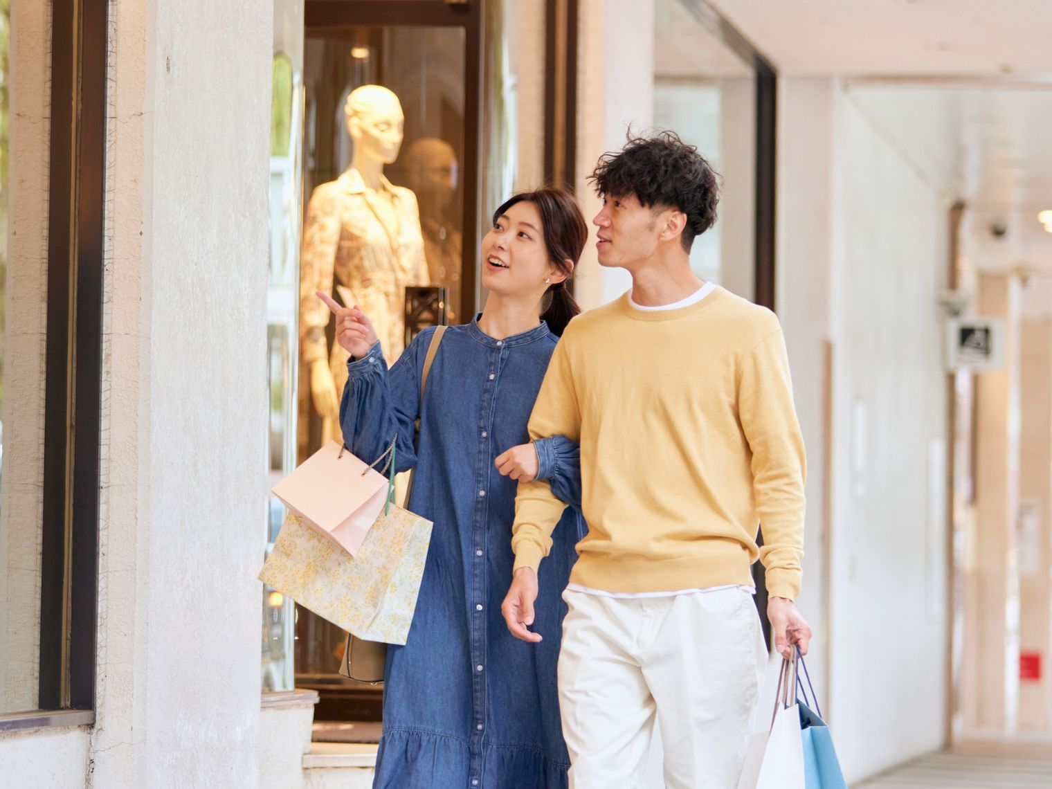 Couple window shopping