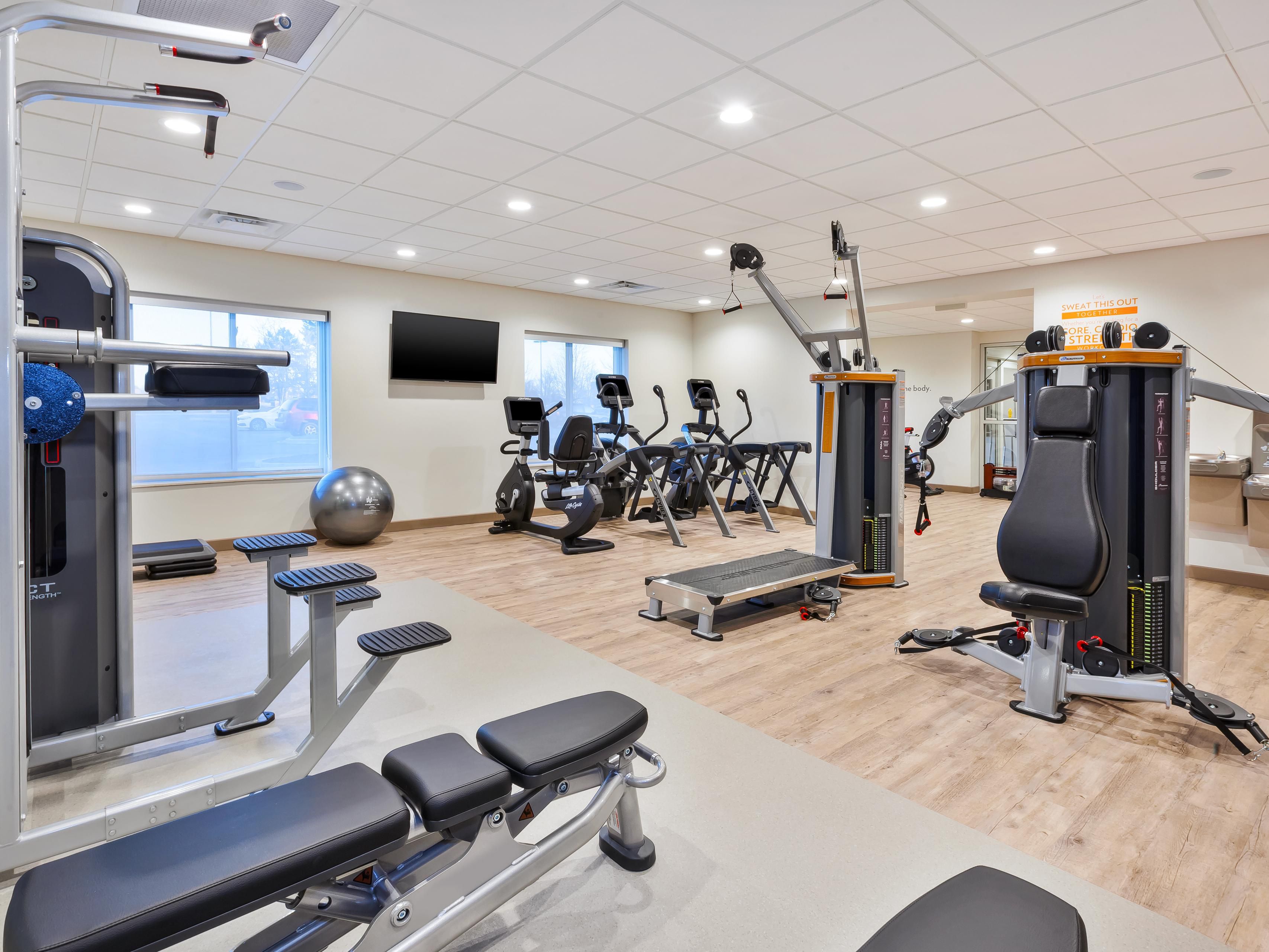 Get energized and stay active in our 24/7 Fitness Studio.