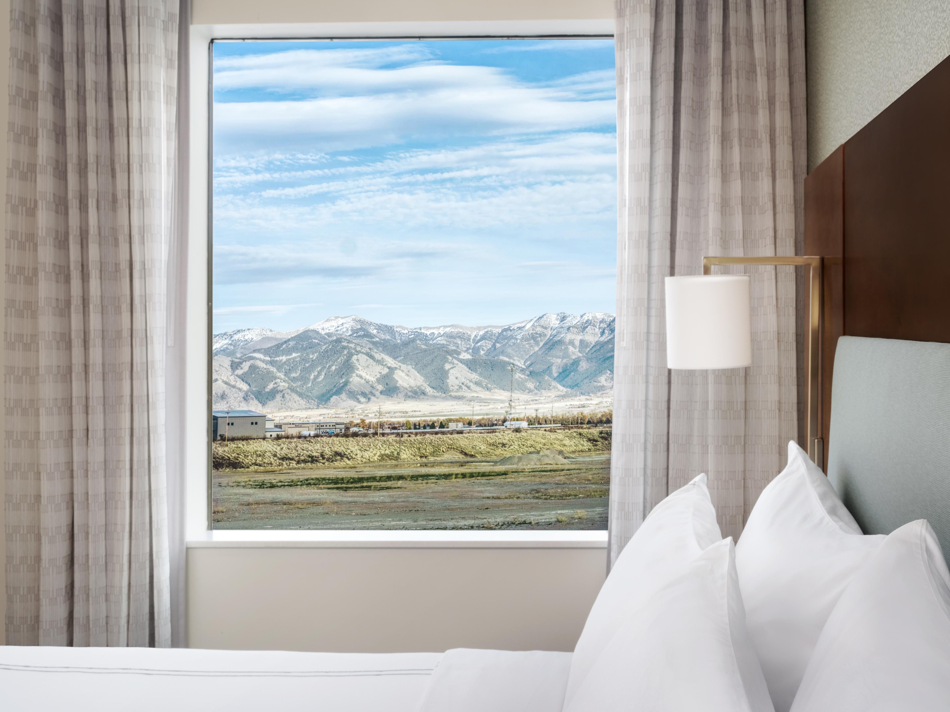 Breathtaking mountain views from your room at EVEN Hotel Bozeman.