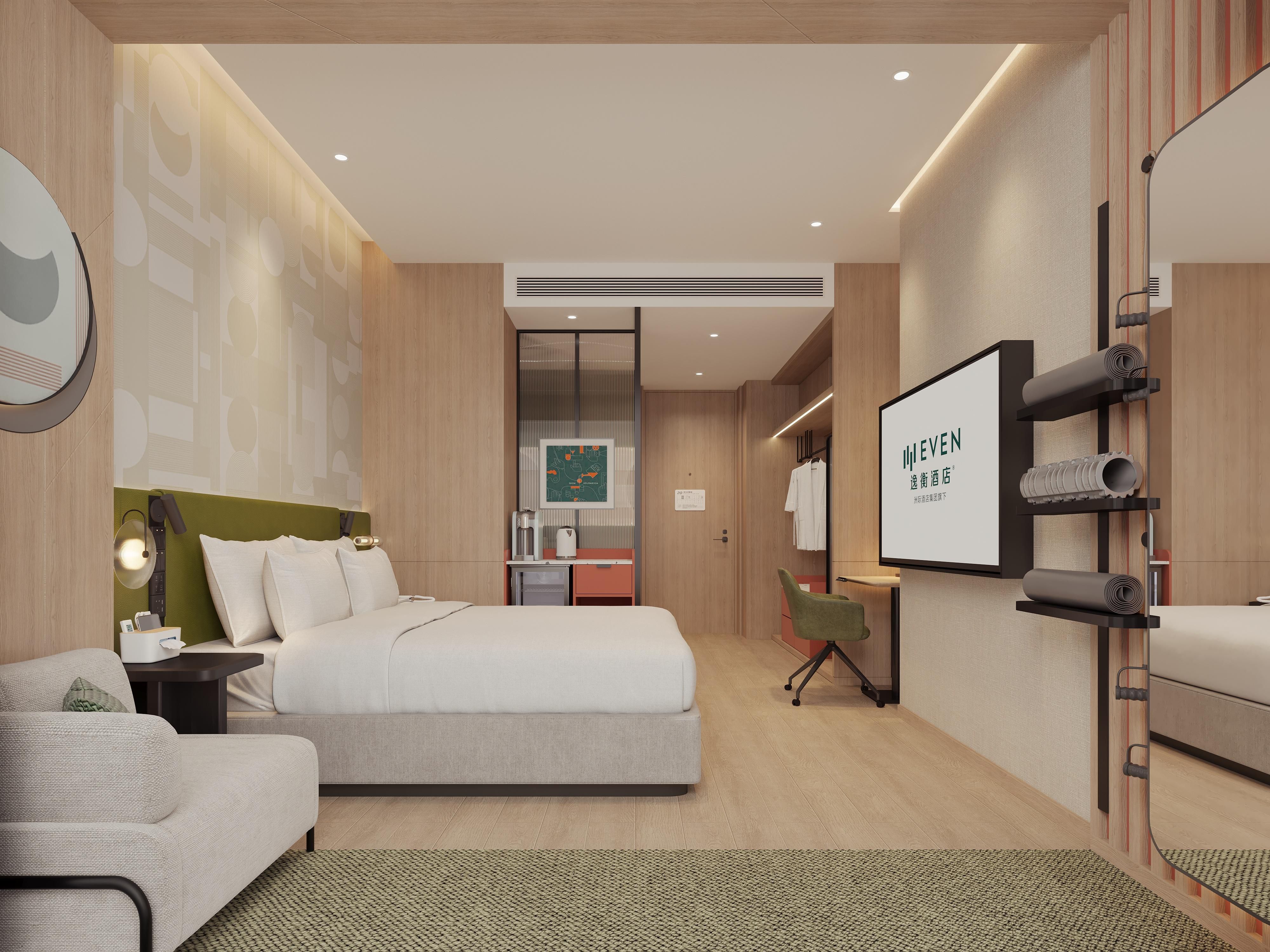 现代活力的休憩之所，舒适放松的客房环境以及贴心服务，助你释放旅途压力。客房内配备助眠灯光系统、空气净化装置（部分客房），让好眠与你相伴。