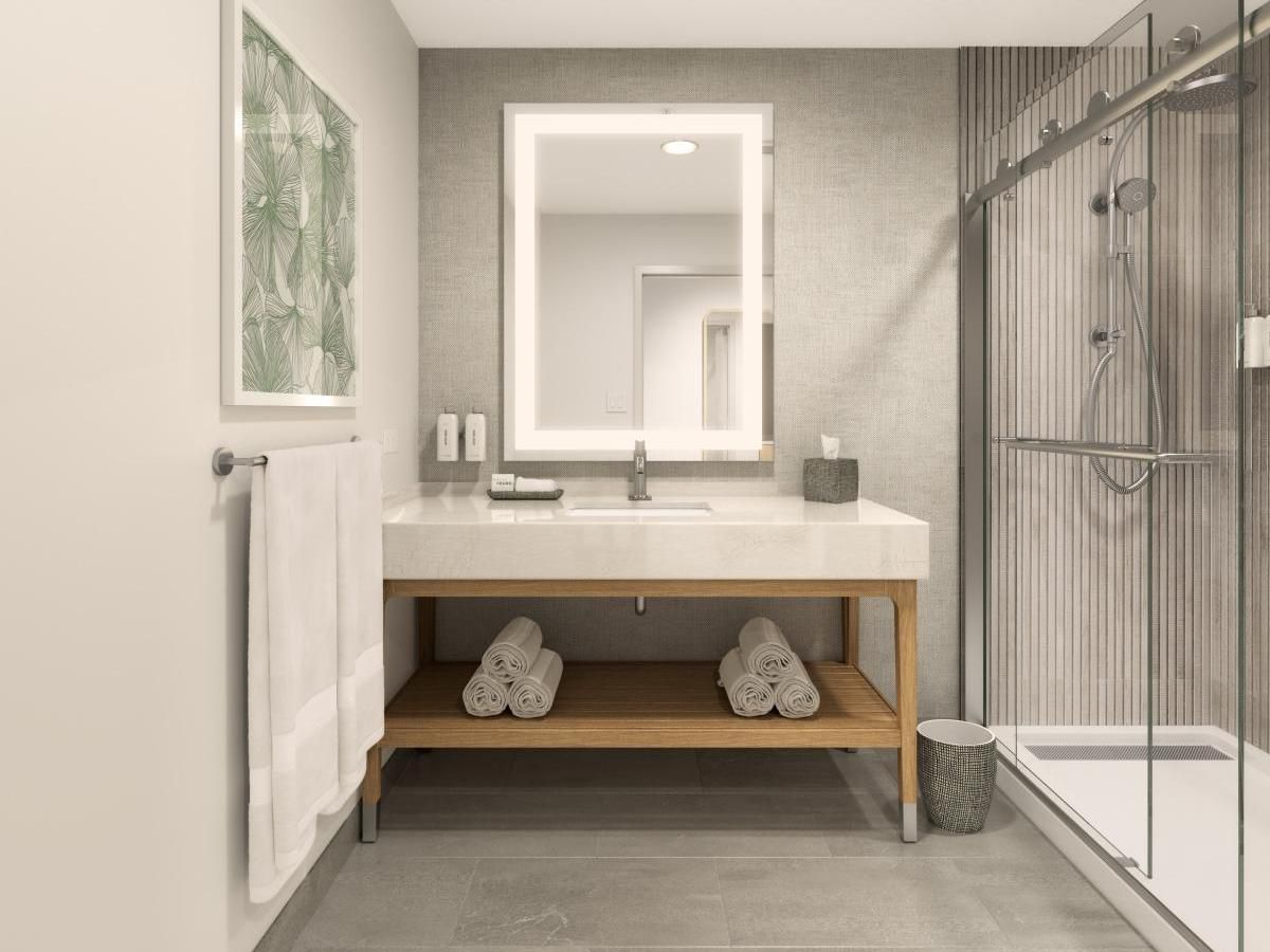 Designed for your well-being, with stylish spaces that promote productivity, fitness, and relaxation. Plush bedding and blackout shades ensure a restful sleep while spa-like showers rejuvenate you. Stay active with in-room training zones.

