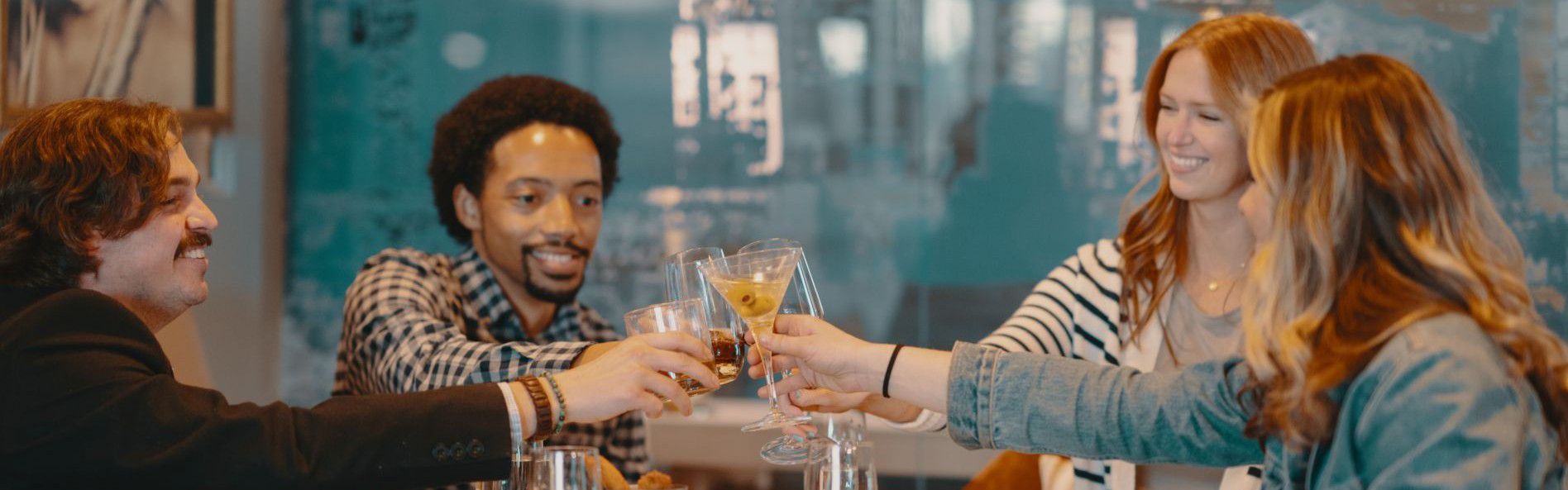 group of friends celebrating at an event together