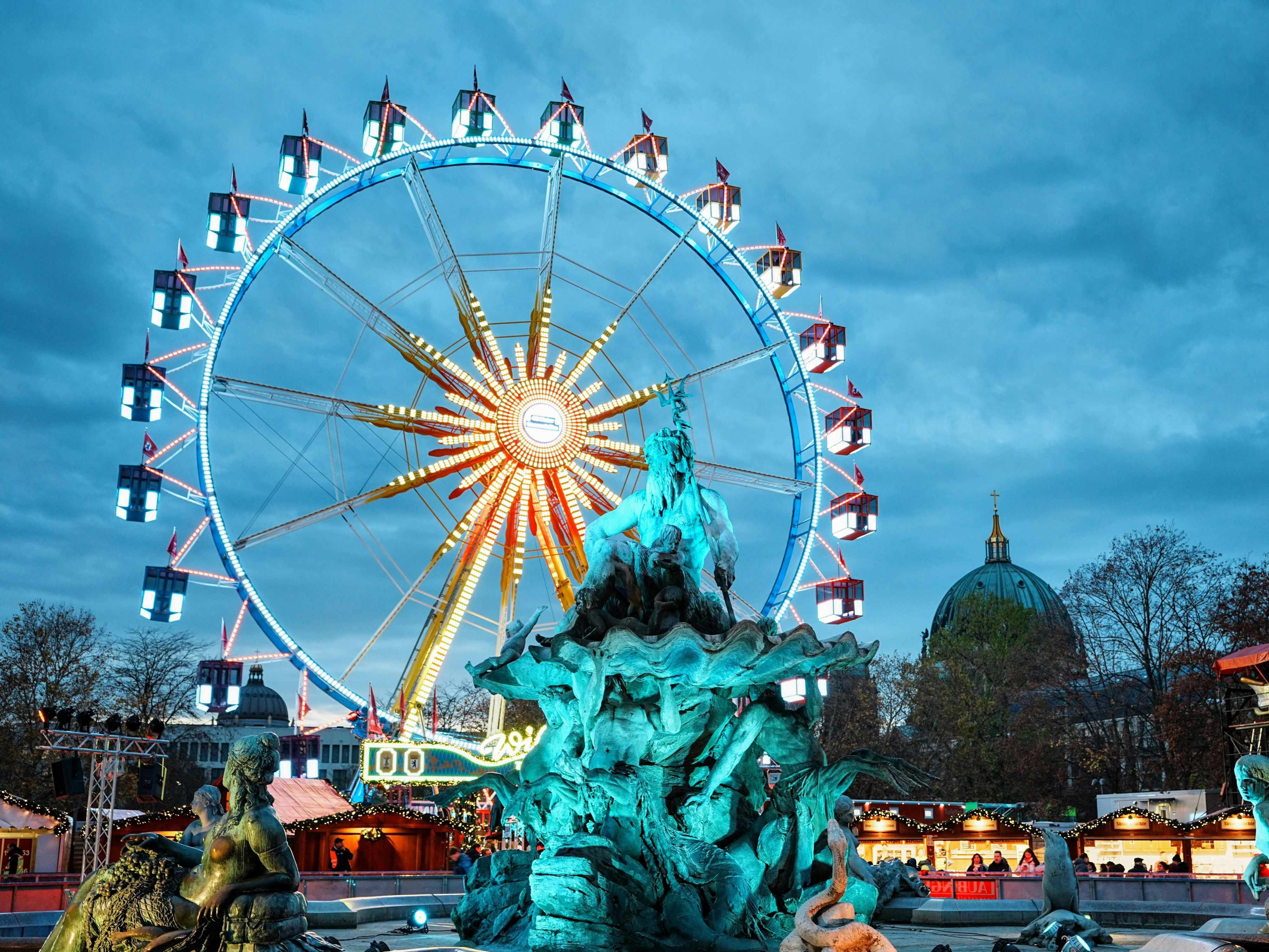 Start at the Christmas market at Gendarmenmarkt, open from 24 Nov–31 Dec and just a short walk away. Then enjoy the classic market at Alexanderplatz with ferris wheel, stalls, and carousel until 26 Dec. For winter sports fun, head to Winterwelt at Potsdamer Platz or glide on the ice around Neptunbrunnen. Berlin Mitte has festive cheer everywhere!