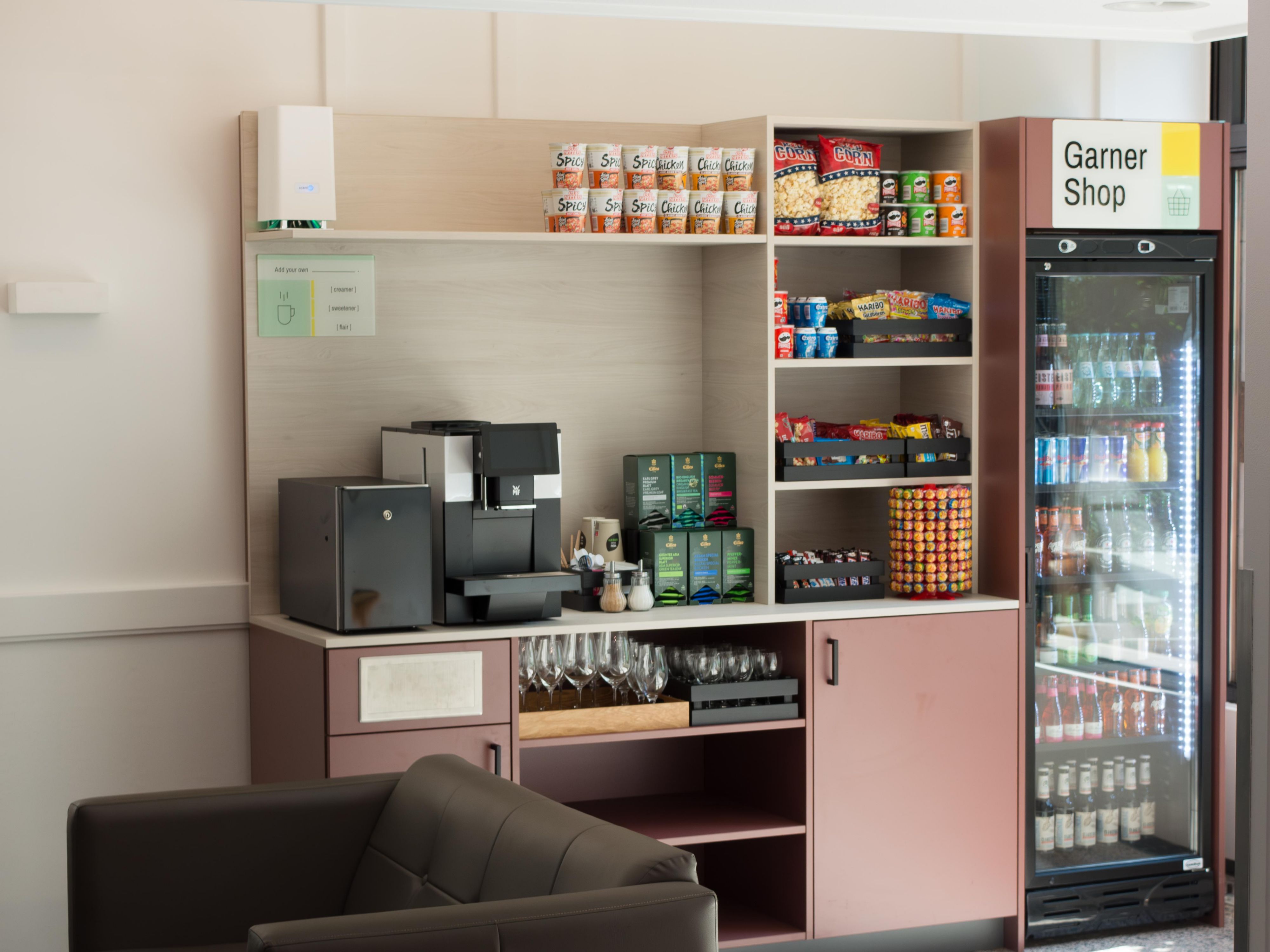 Have a snack or drink from our Garner Shop - open 24 hours a day