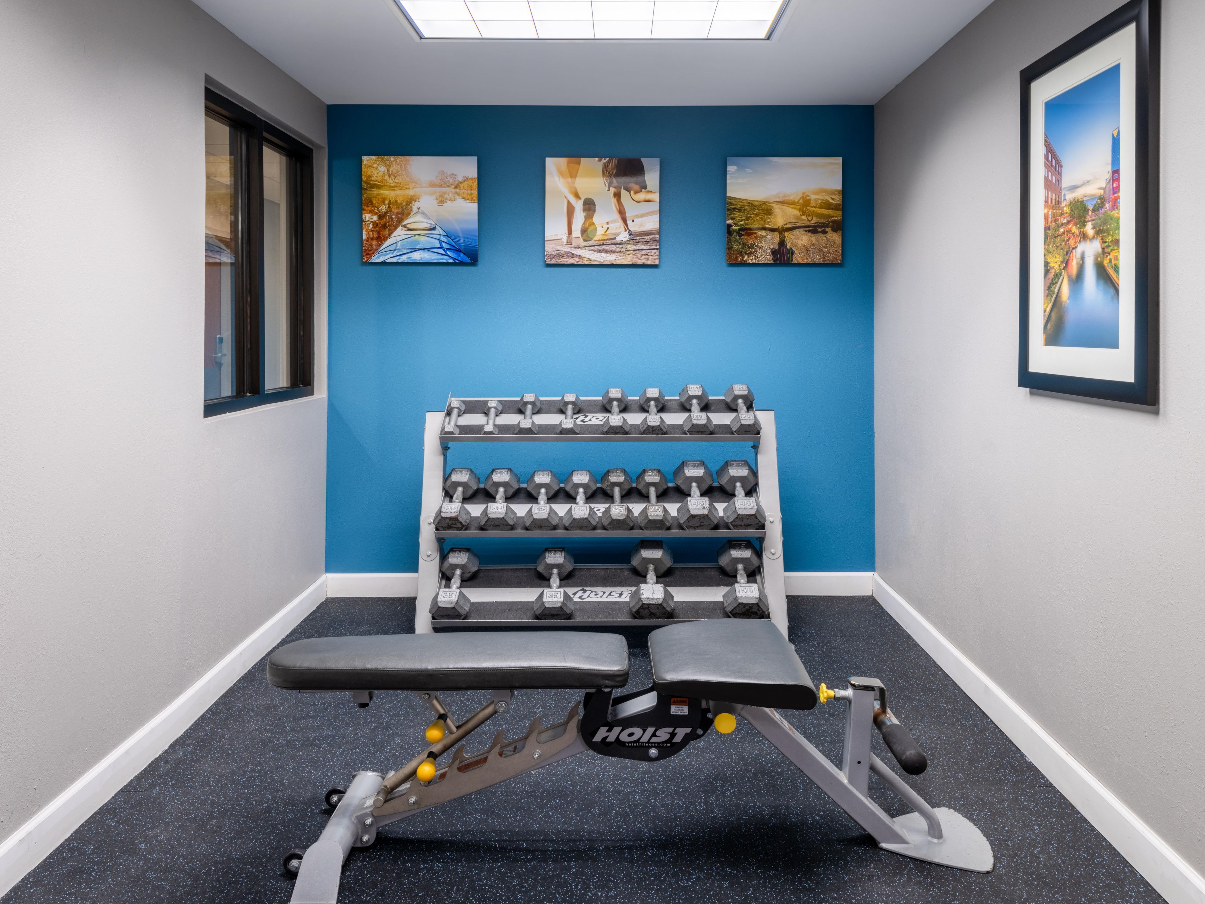 Our Fitness Center features cardio and strengthening equipment.