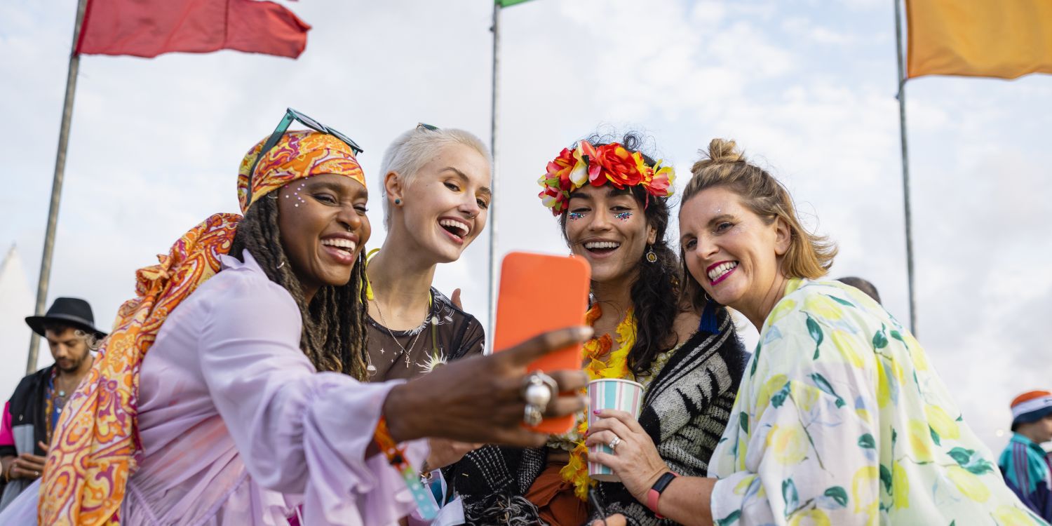 groups of girls at a festival