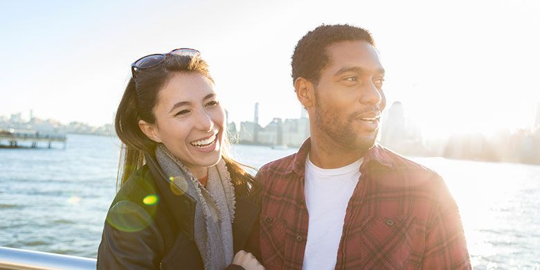 Man and woman smiling