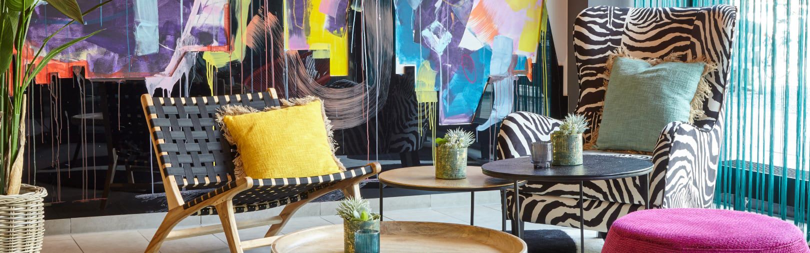 Living room set up with two chairs