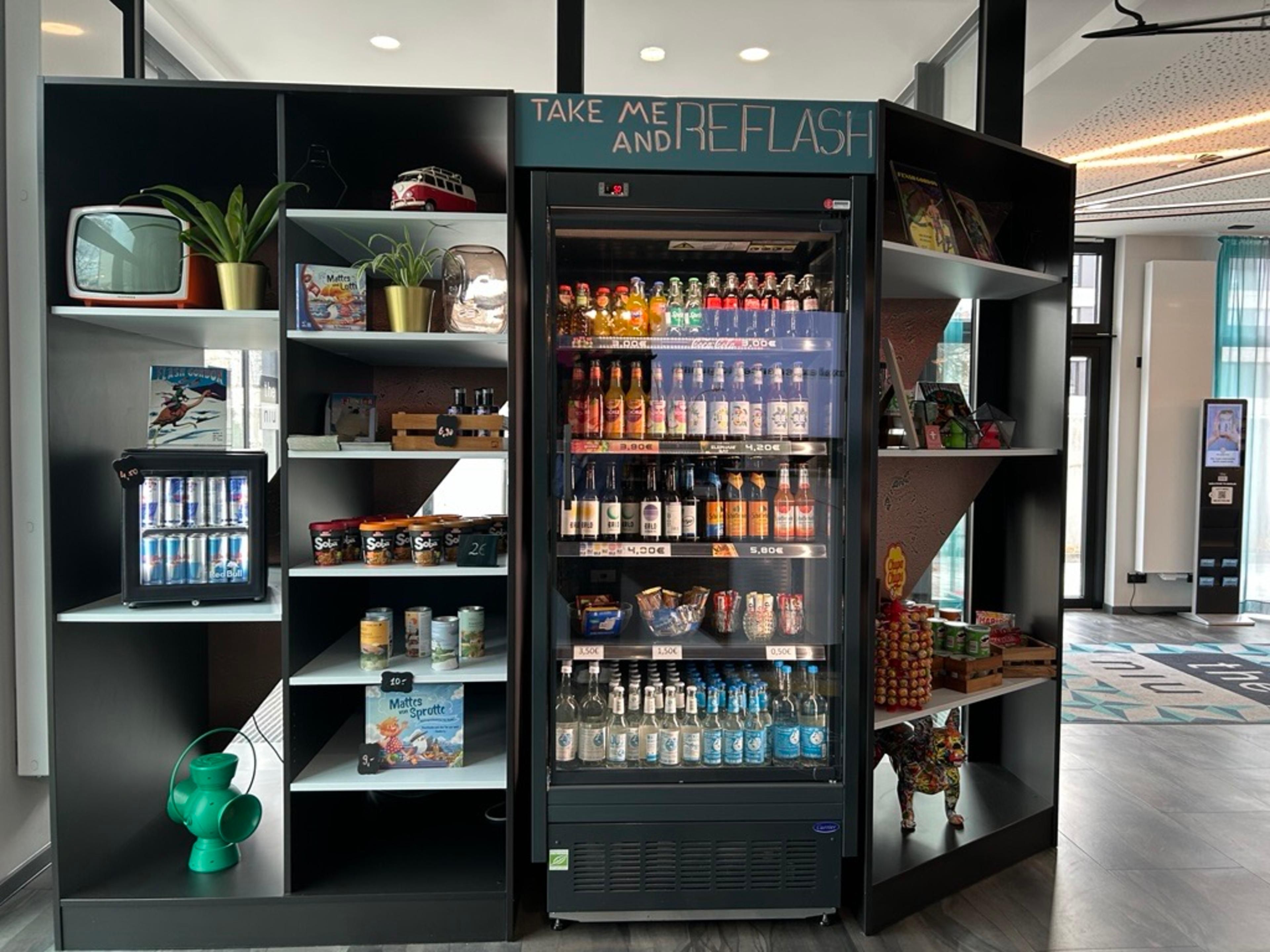 Need a snack or game? Our 24/7 shop's got your back